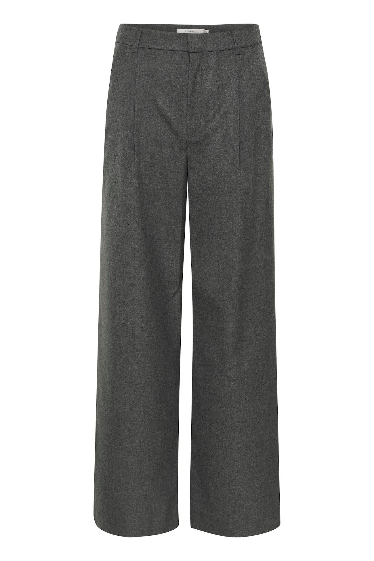 Gestuz Paula Melange MW Wide Pants - Dark Grey Melange - RUM Amsterdam