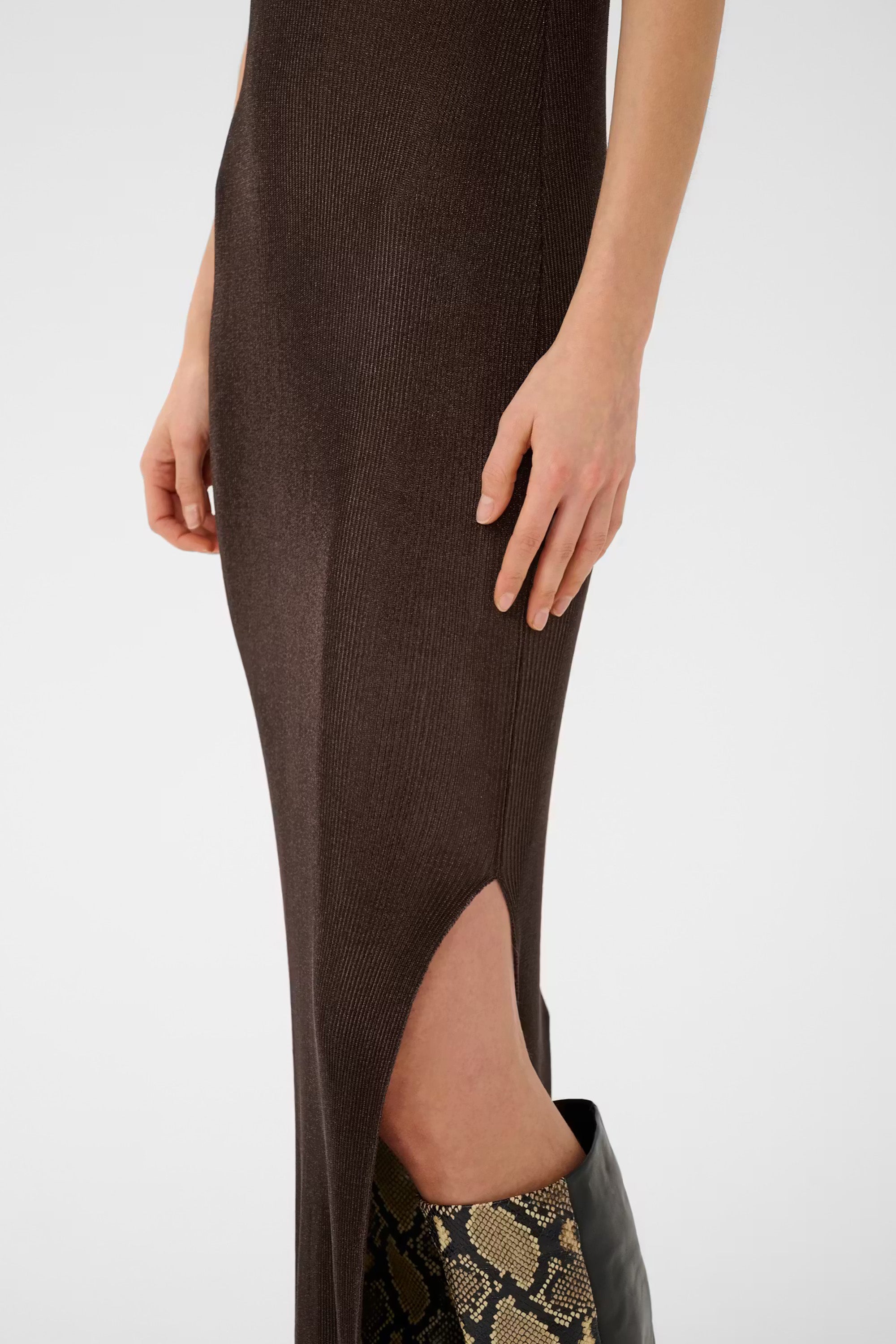 Silvi Singlet Dress - Deep Brown Metallic