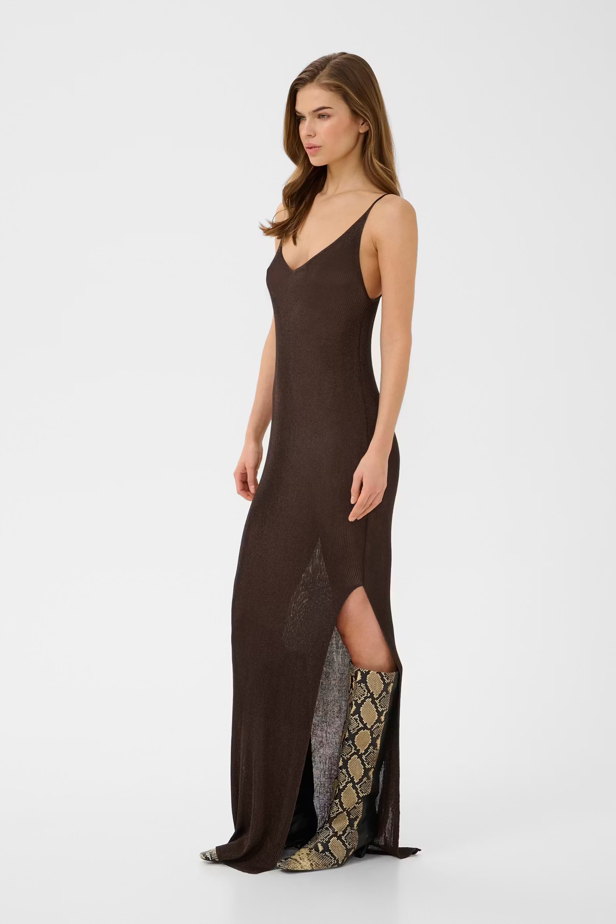 Silvi Singlet Dress - Deep Brown Metallic