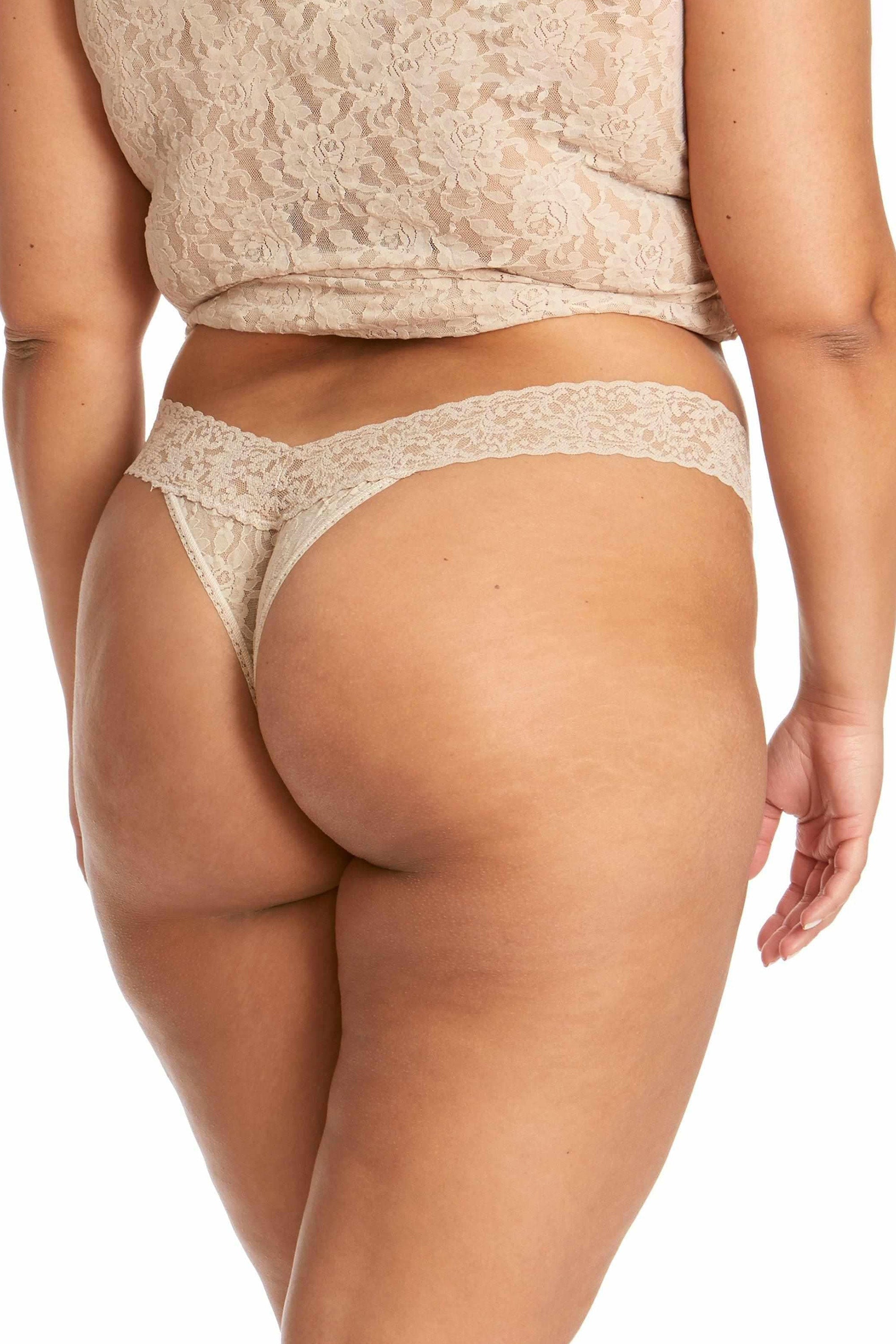 Signature Lace Original Rise Thong - Chai