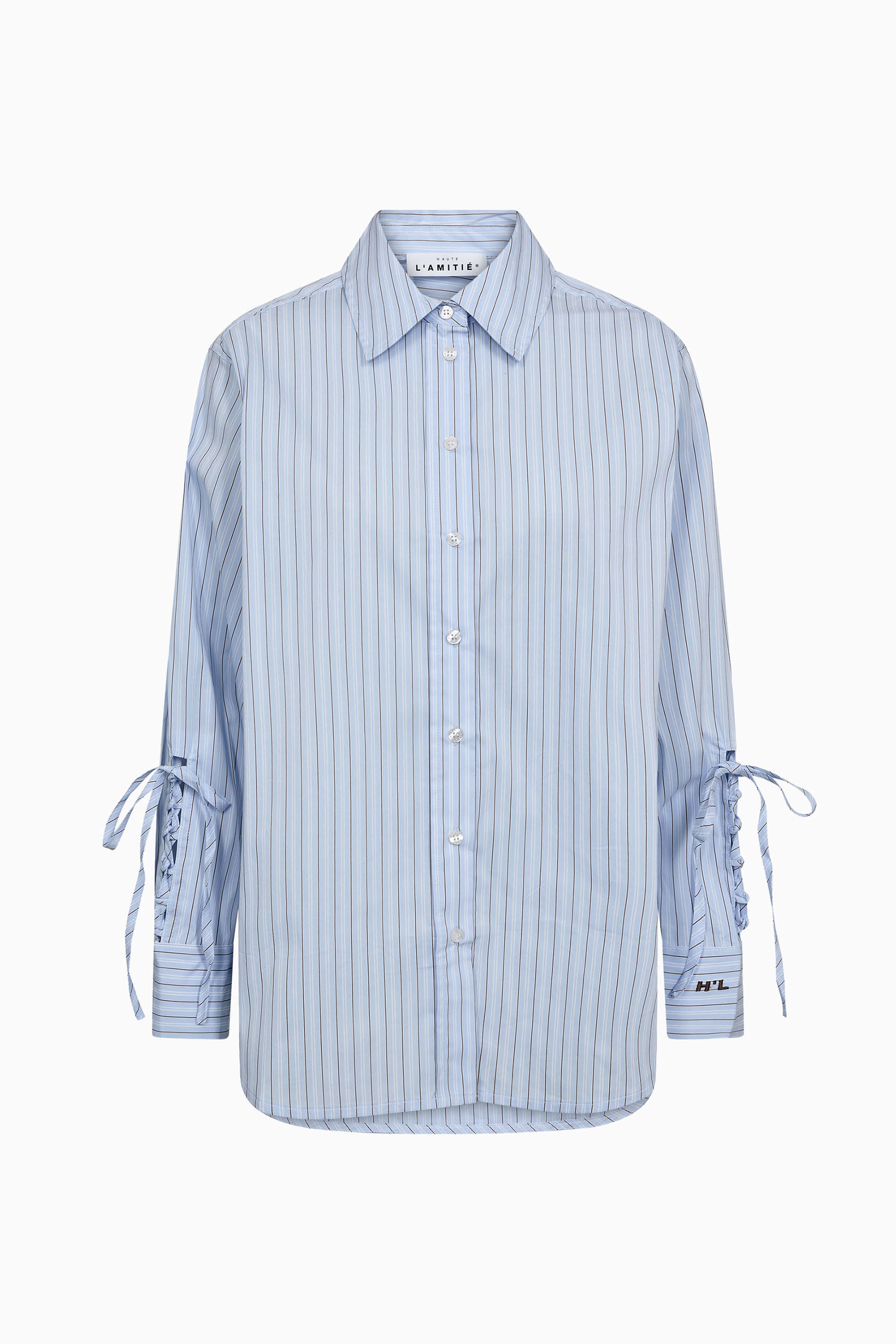 Alvina Tie Stripe Shirt - Pale Blue