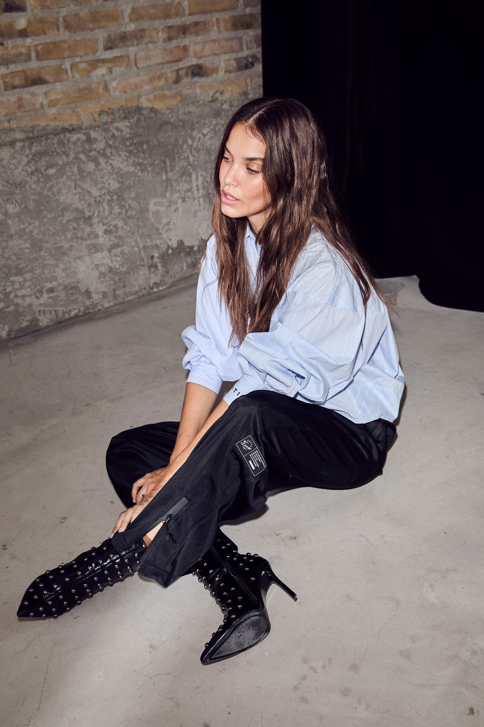 Alvina Tie Stripe Shirt - Pale Blue