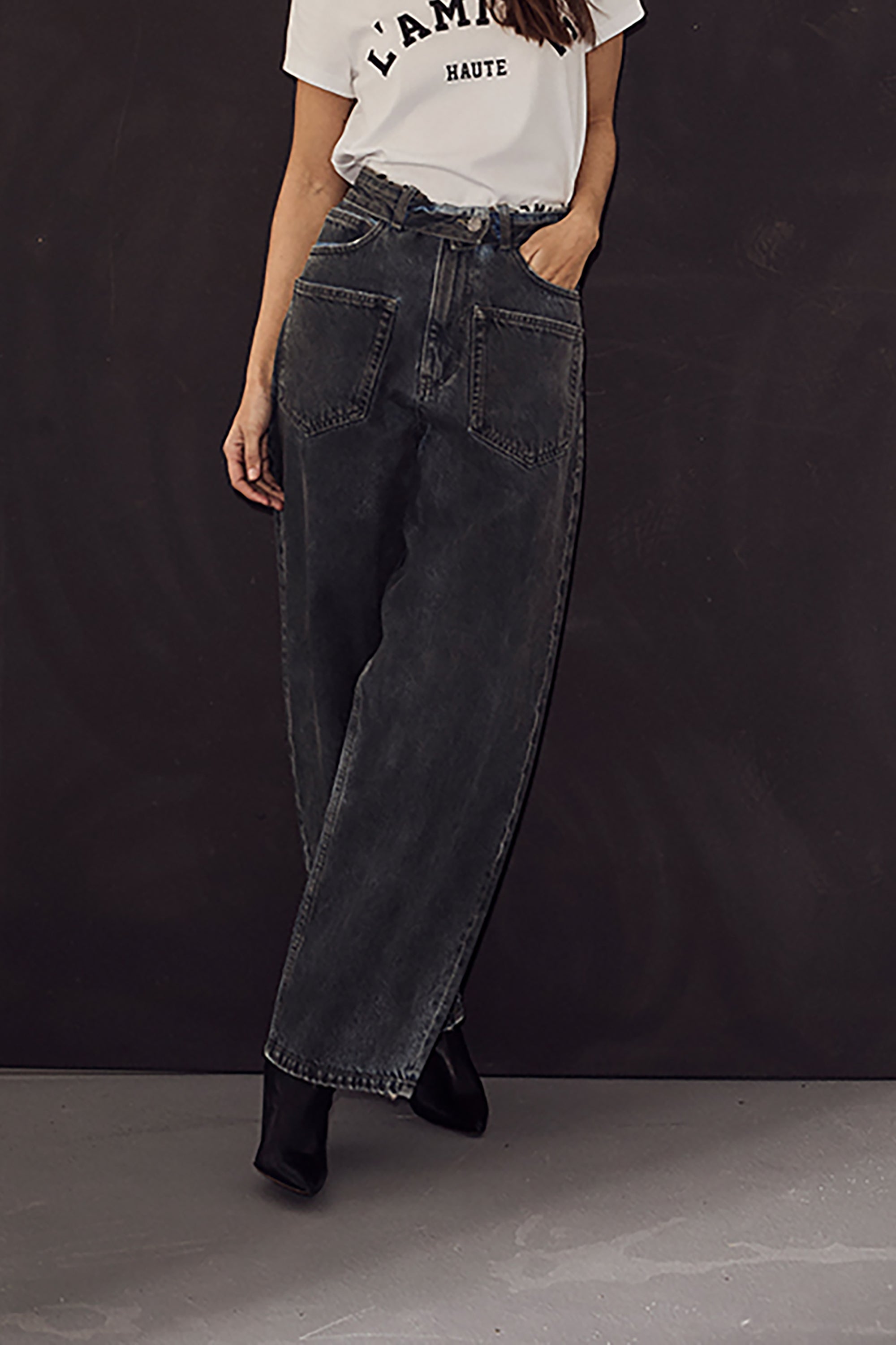 Flip Waist Pocket Tall Jeans Black - Black