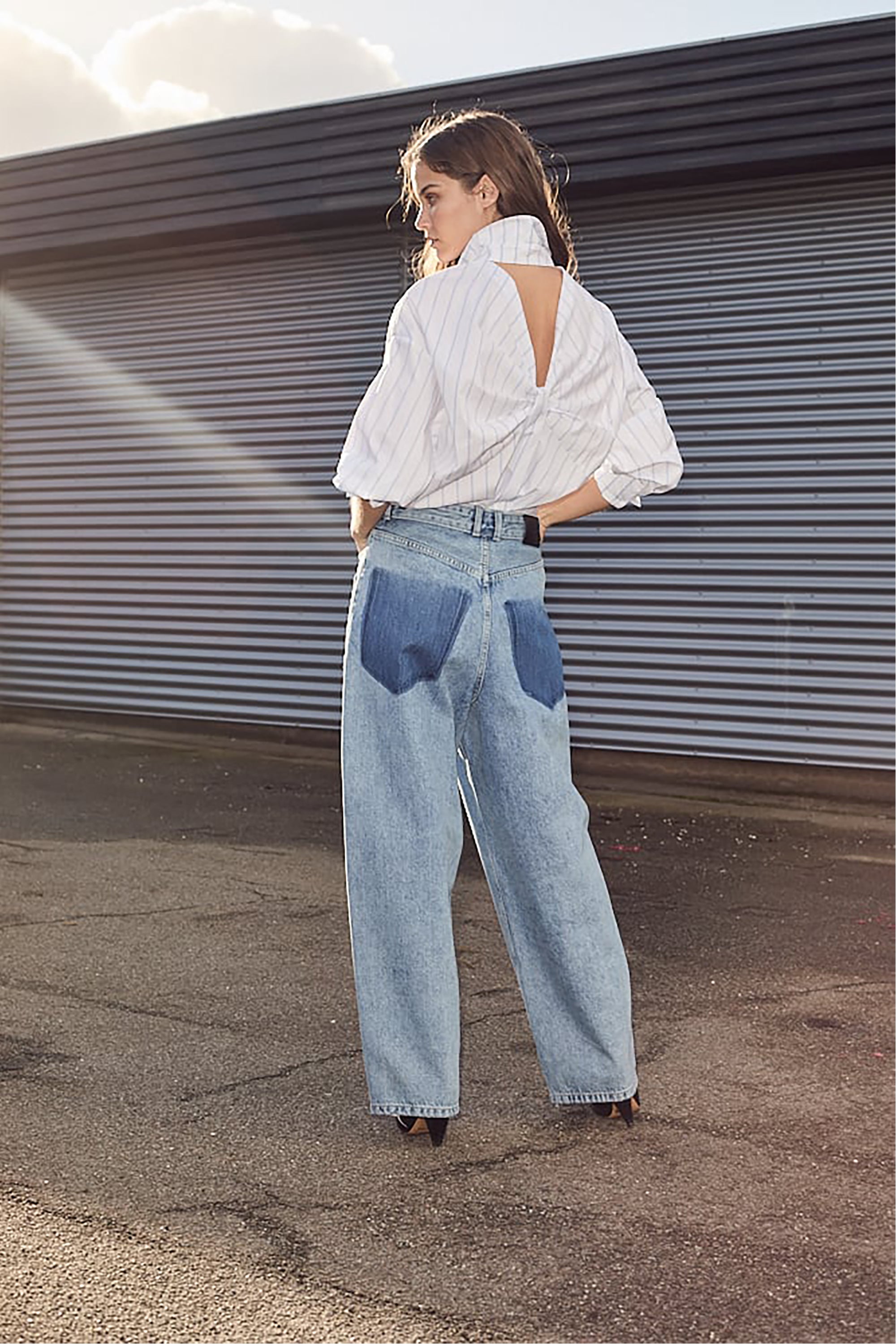 Flip Waist Pocket Tall Jeans - Bleached Denim