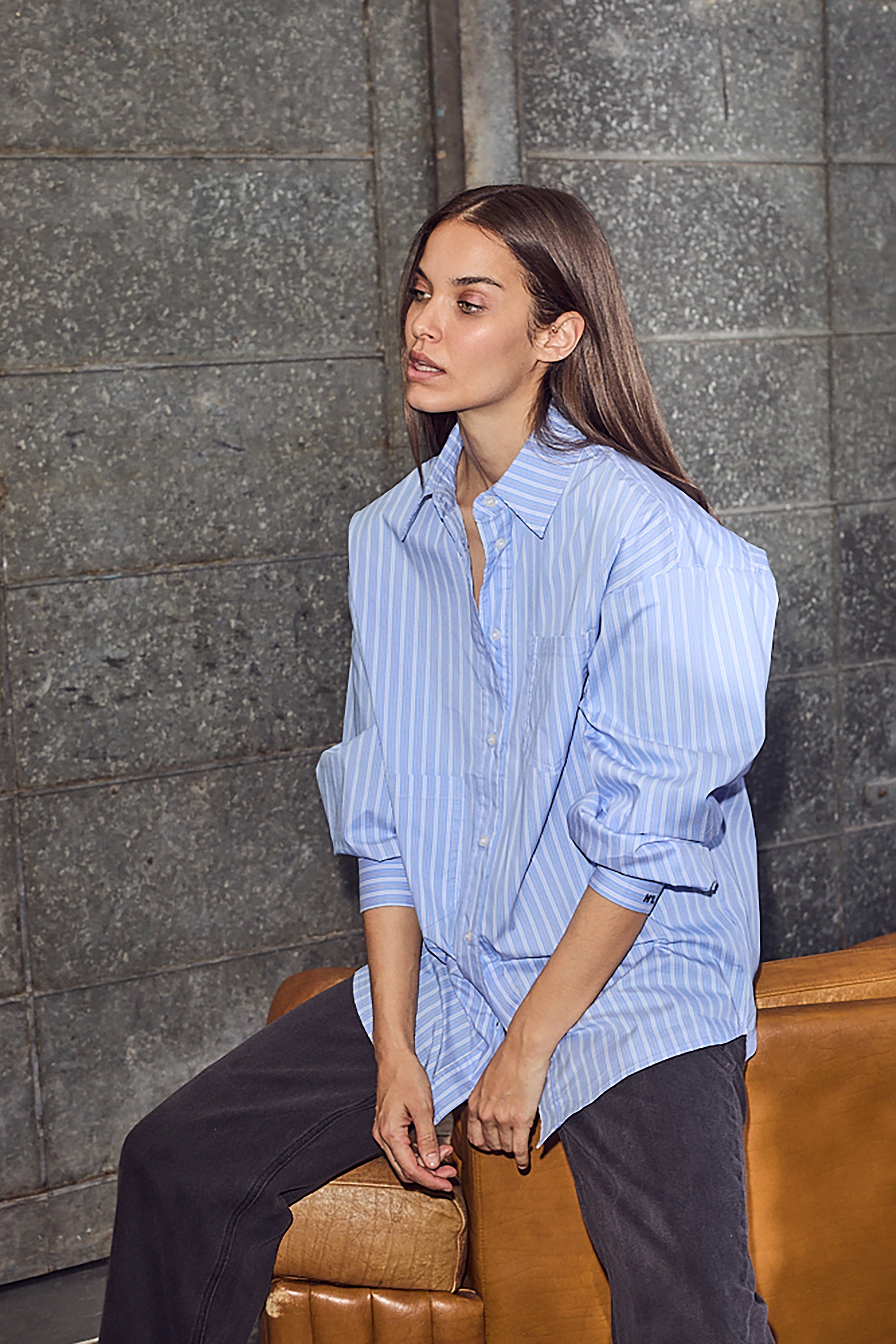 Pocket Stripe Shirt - Blue
