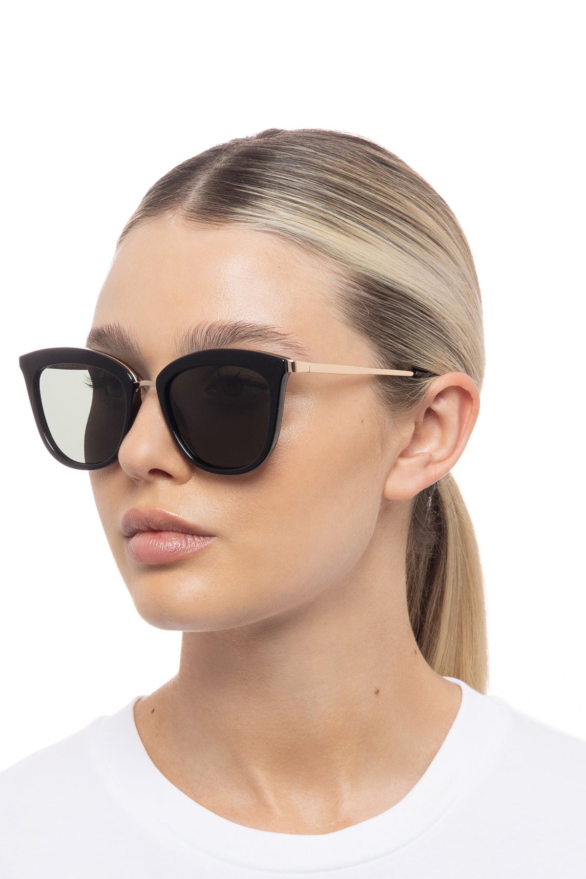 Le Specs Caliente Sunglasses - Black / Gold w/ Khaki Mono Lens - RUM Amsterdam