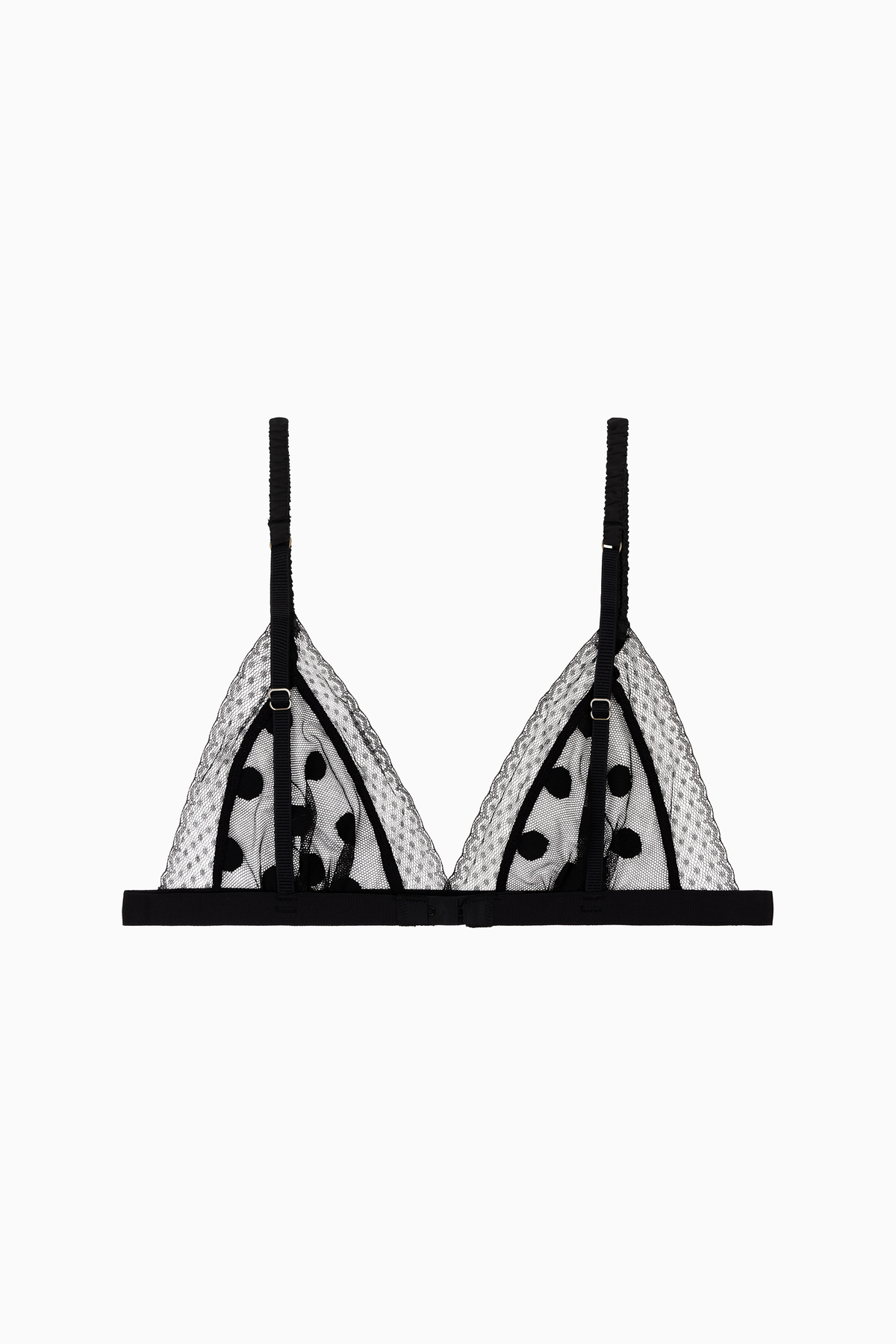 Love Lace Delicate Triangle Bralette - Black Dots