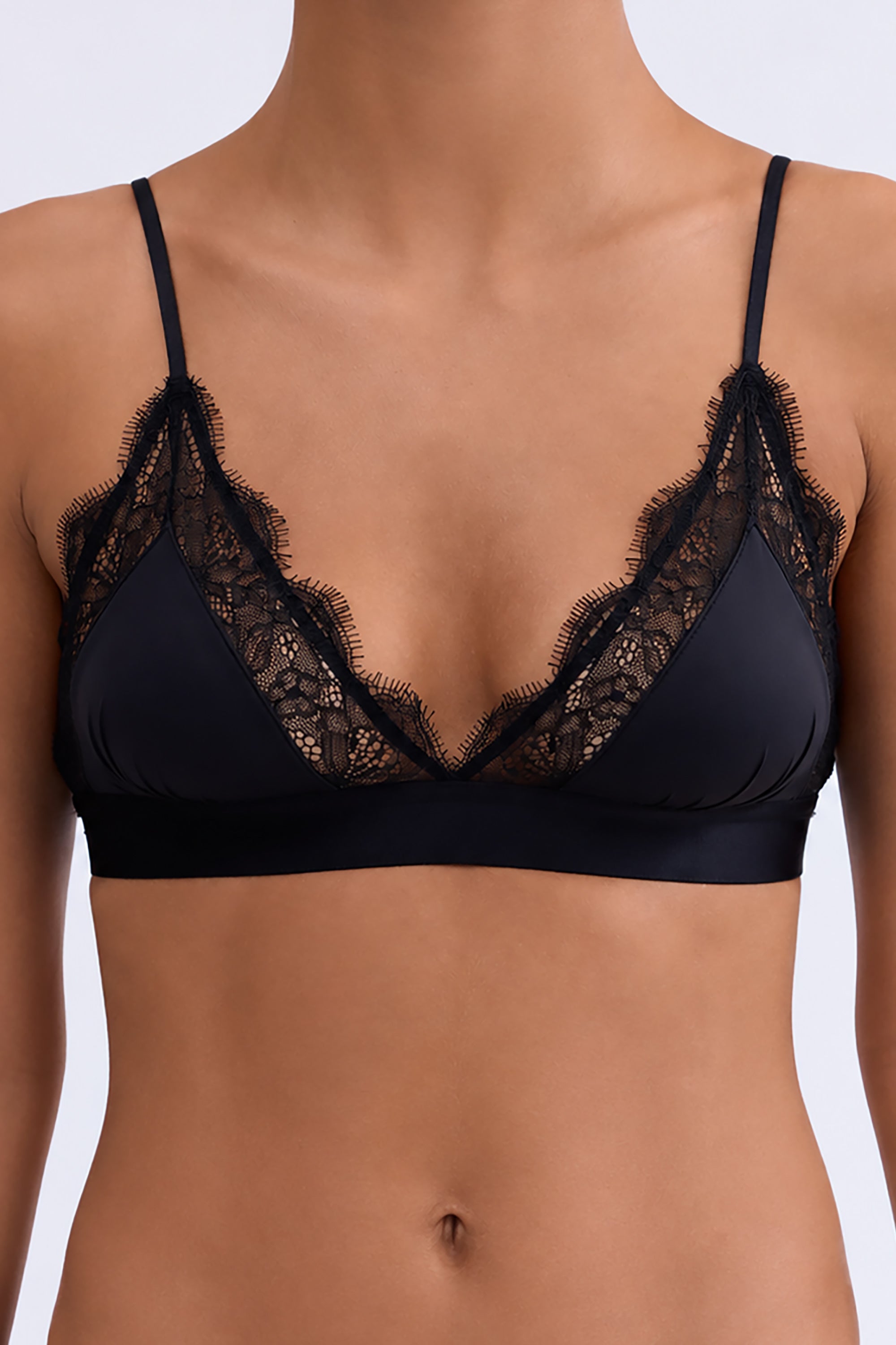 Love Lace Delicate Triangle Bralette - Black