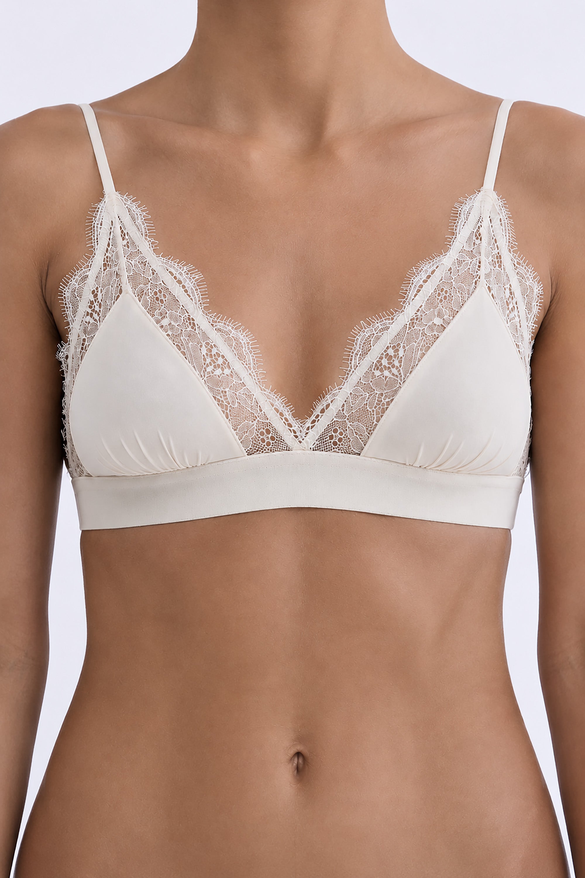 Love Lace Delicate Triangle Bralette - Off White