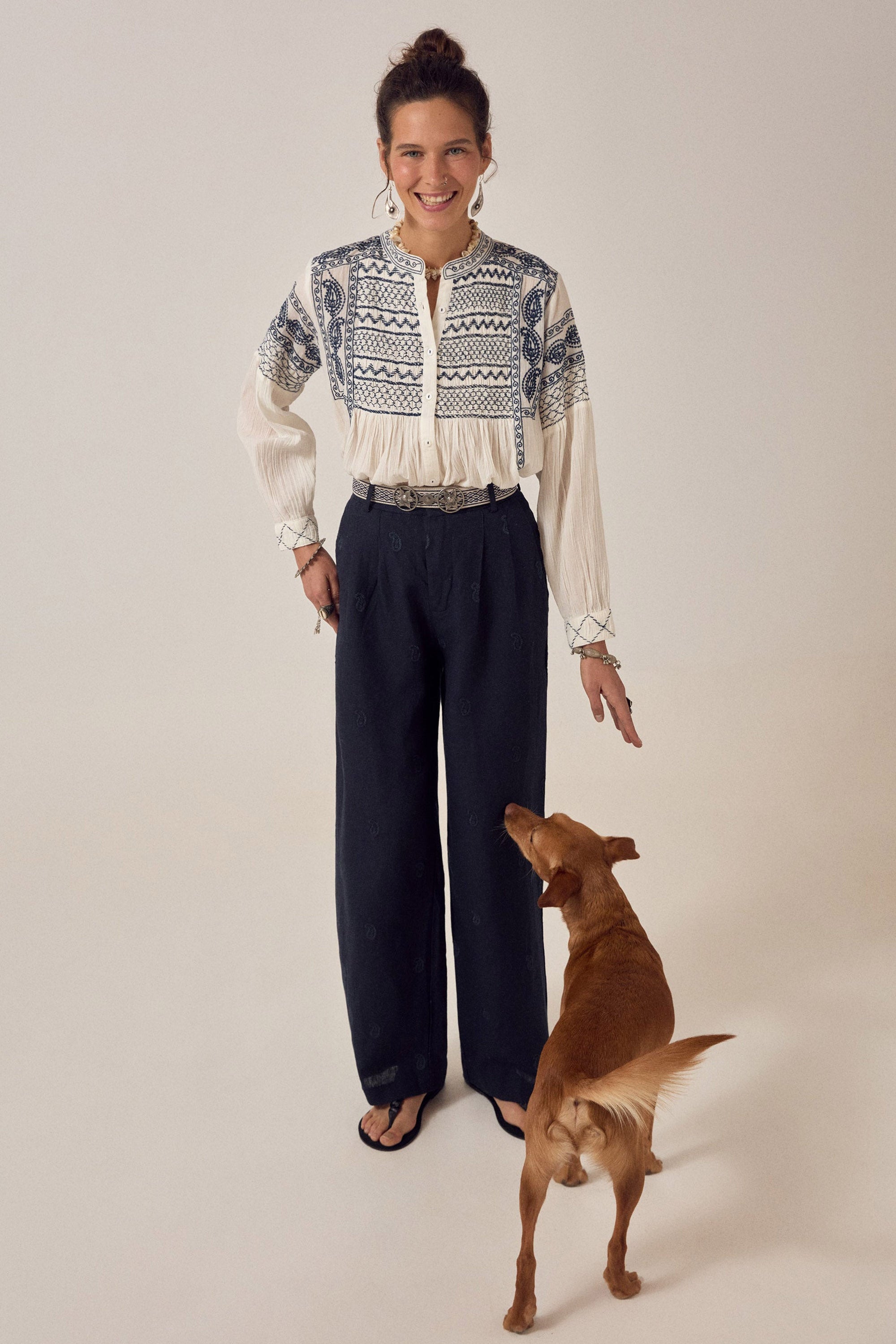 Blanca Blouse - Milos Deep Blue