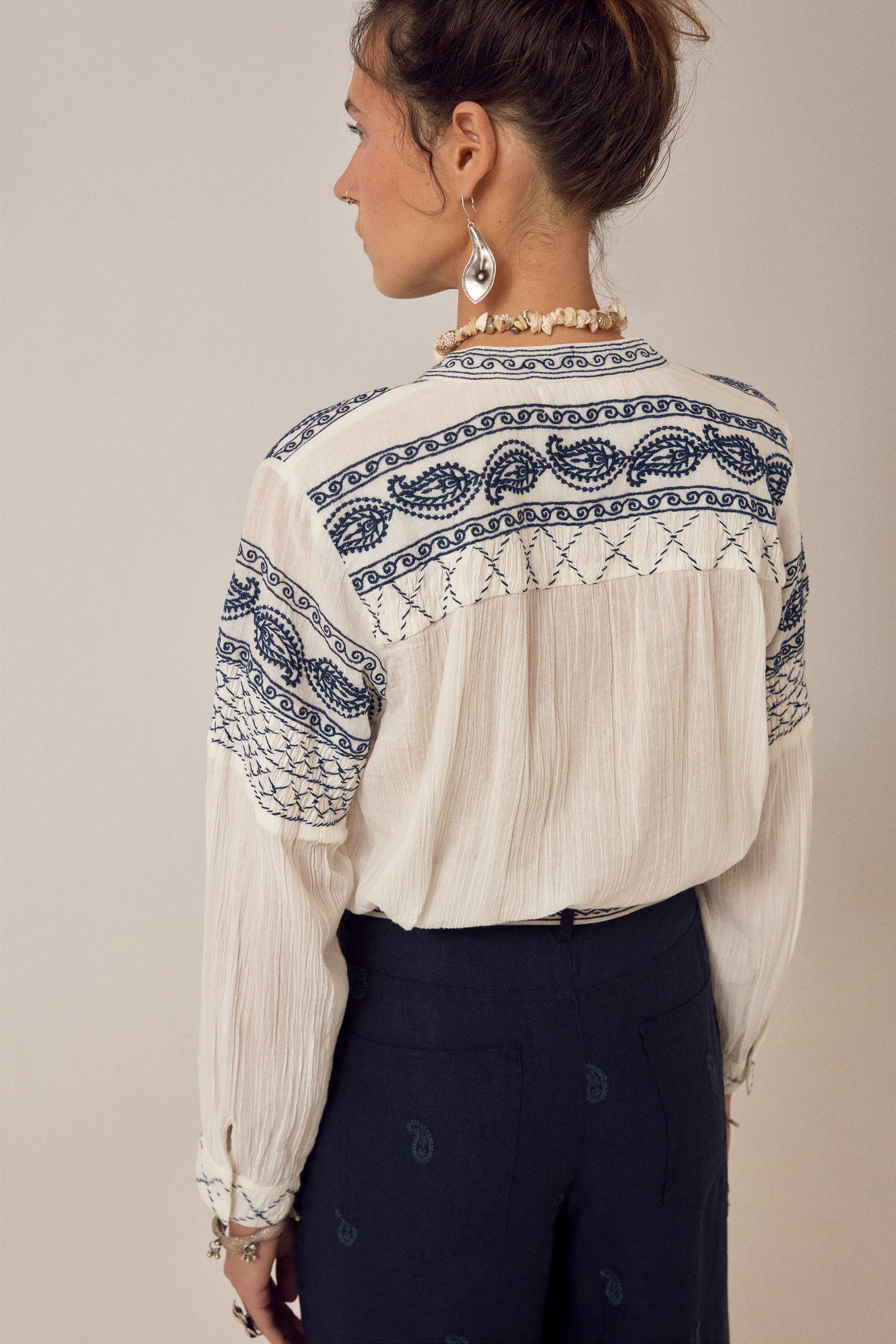 Blanca Blouse - Milos Deep Blue