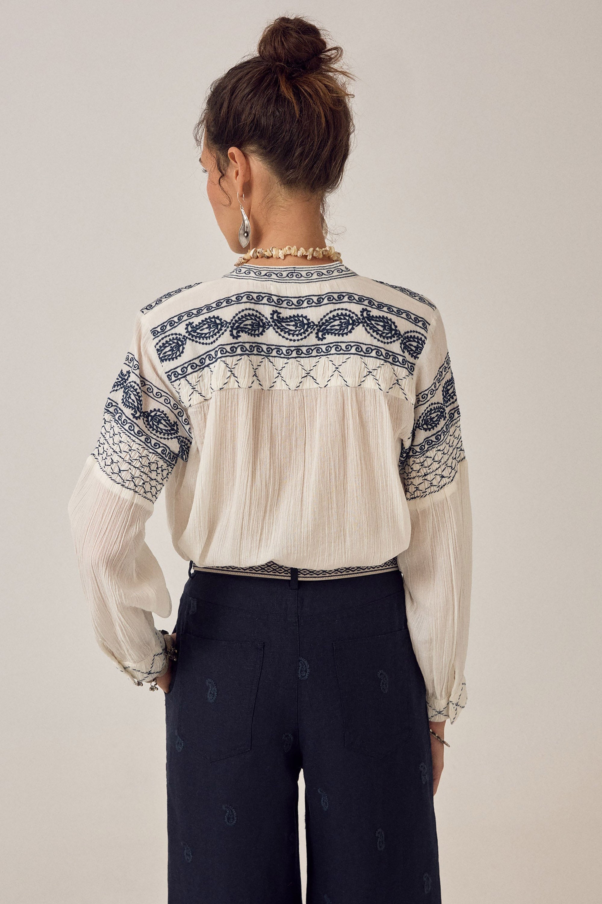 Blanca Blouse - Milos Deep Blue