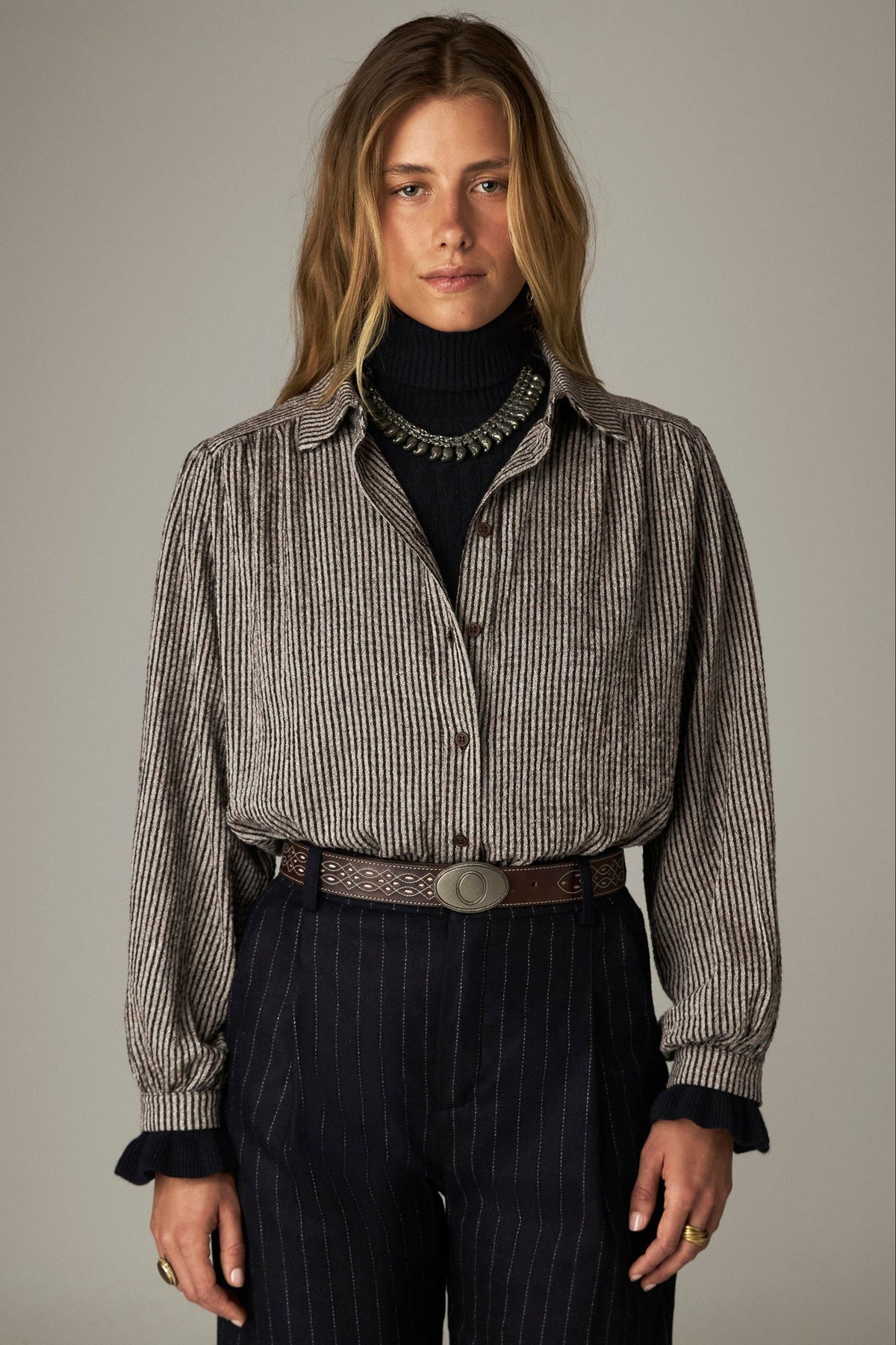  Claude Shirt - Coffee Stripes - RUM Amsterdam