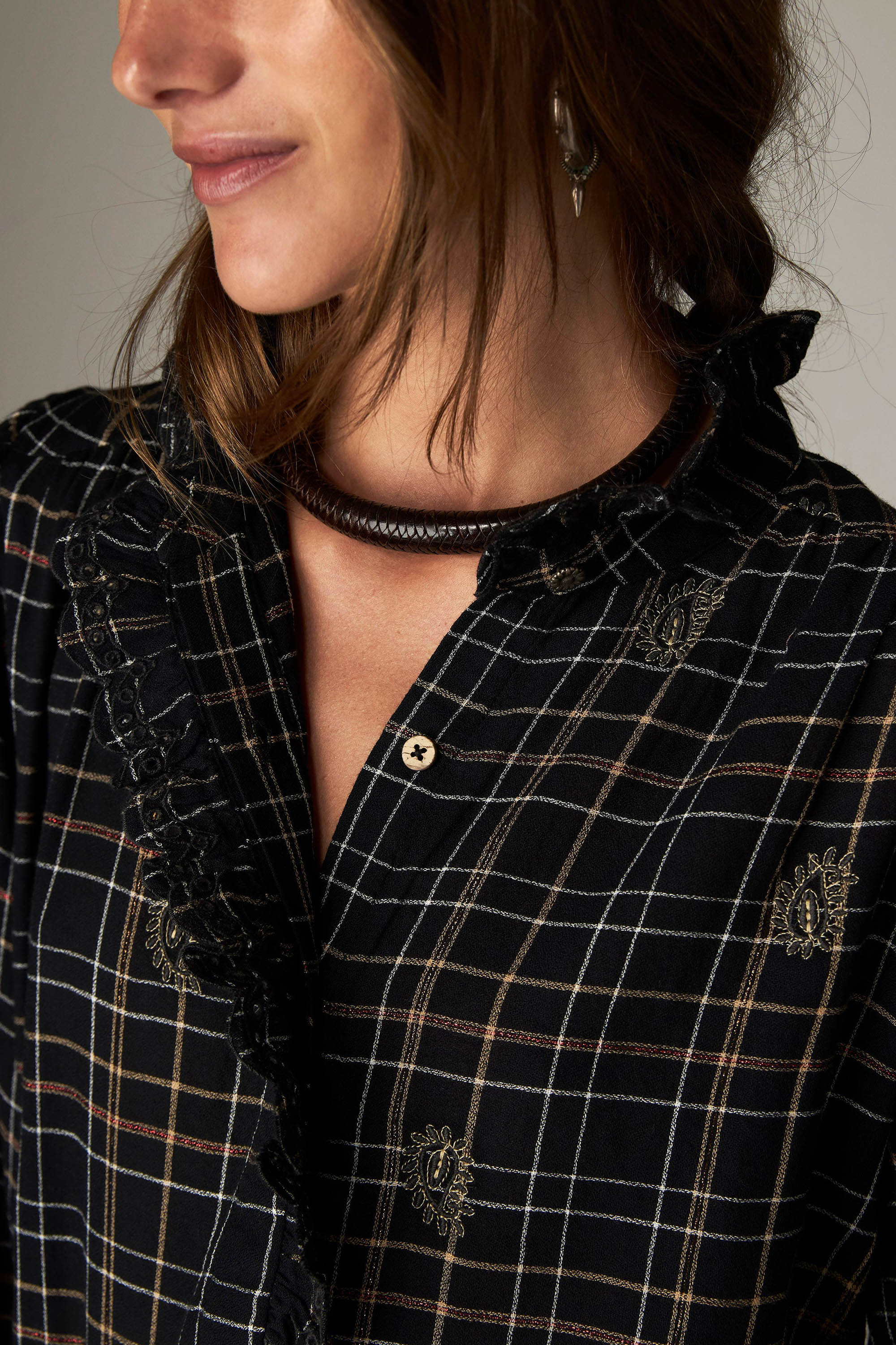 Coco Blouse - Noir Plaid