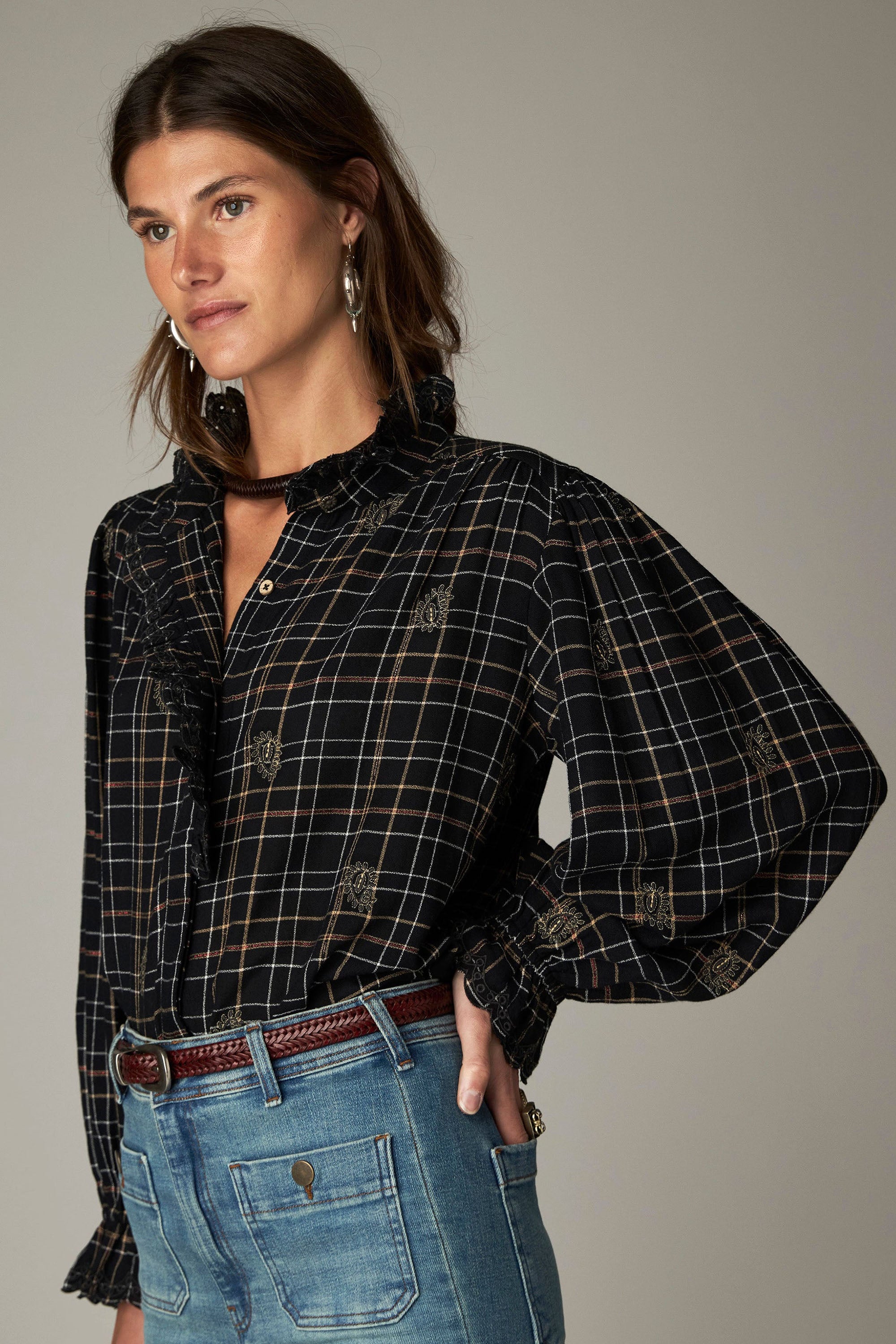Coco Blouse - Noir Plaid