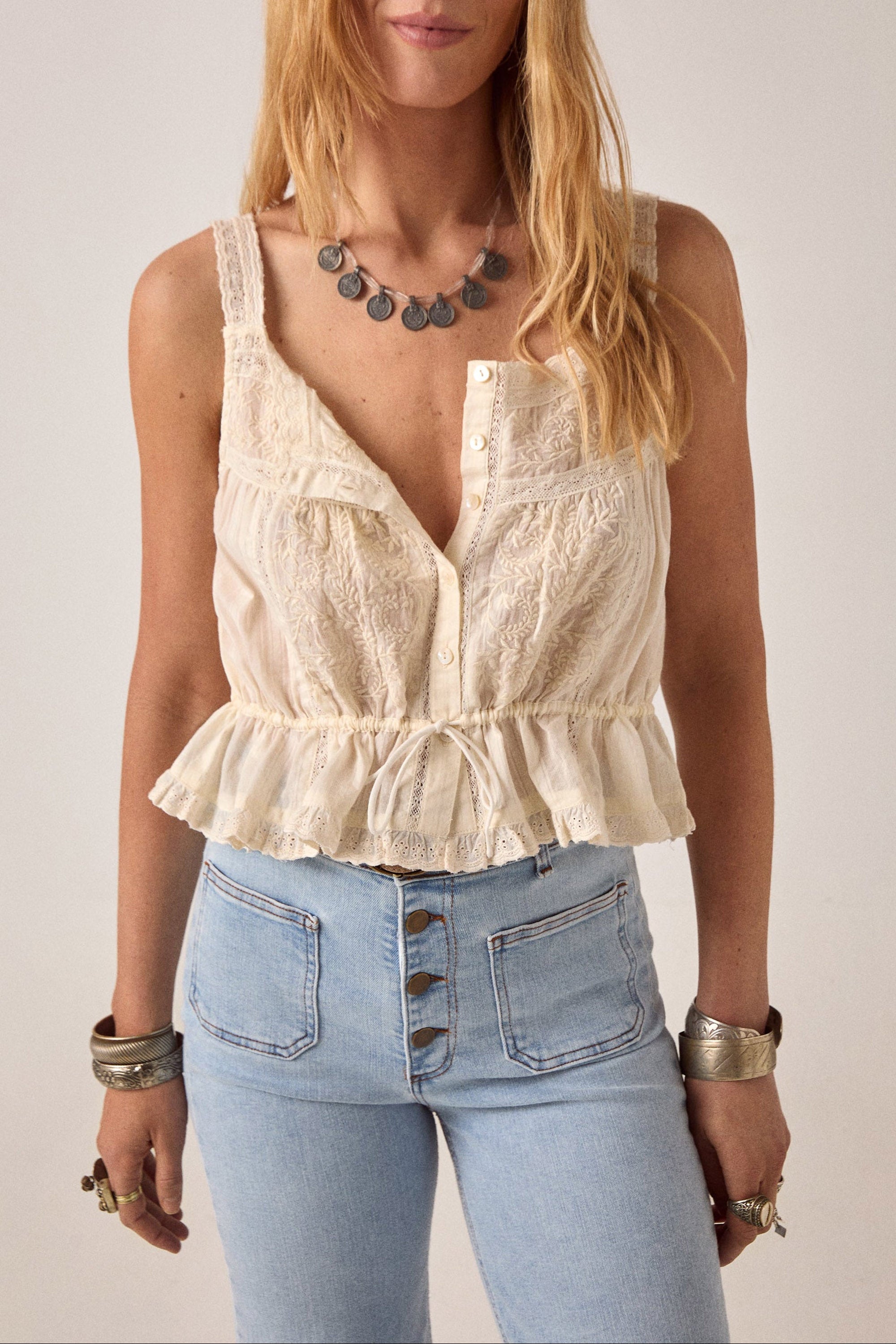 Constanza Top - Vintage Lace Coquillage