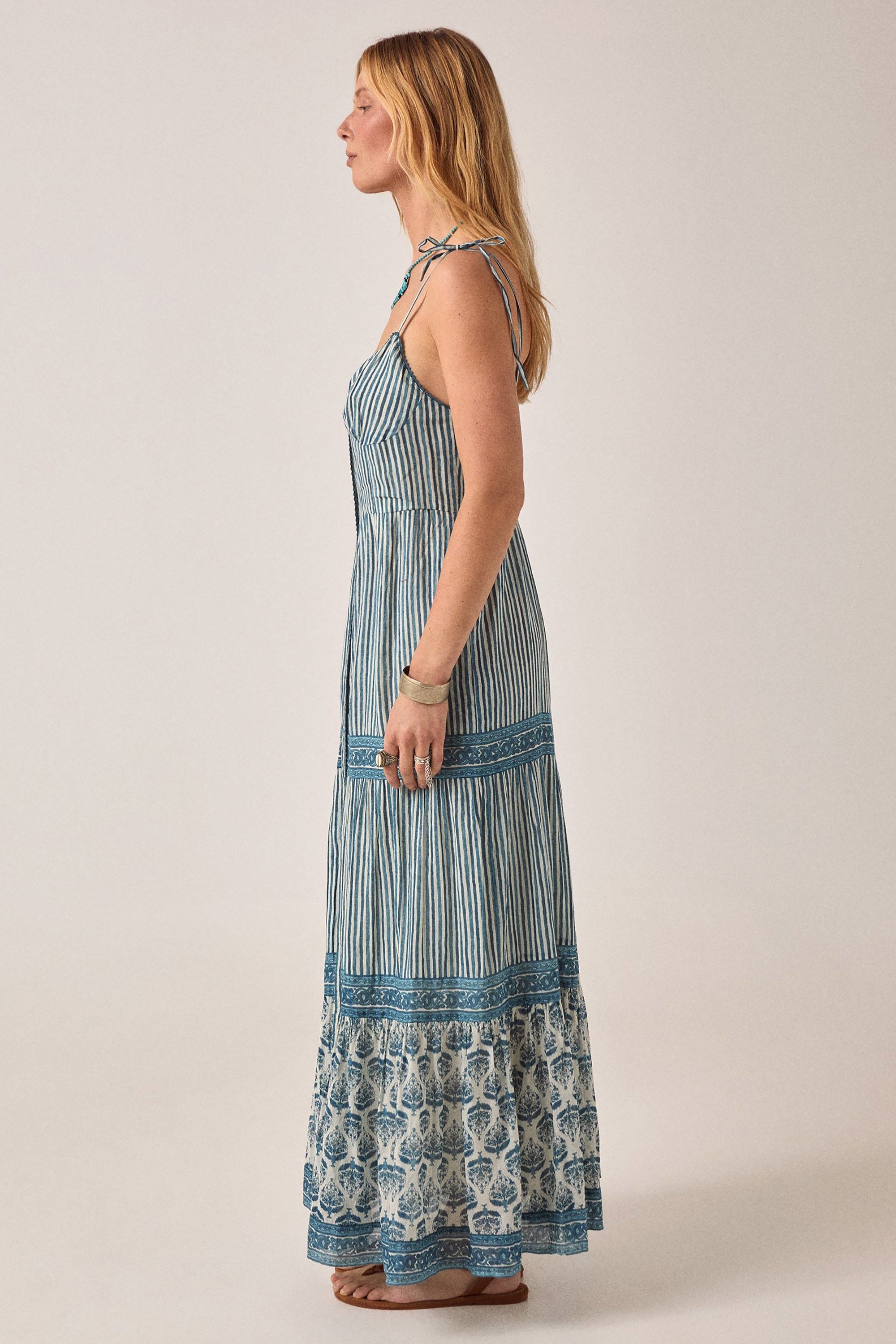 Cristina Sleeveless Dress - Mediterranean Stripes Blue Ink