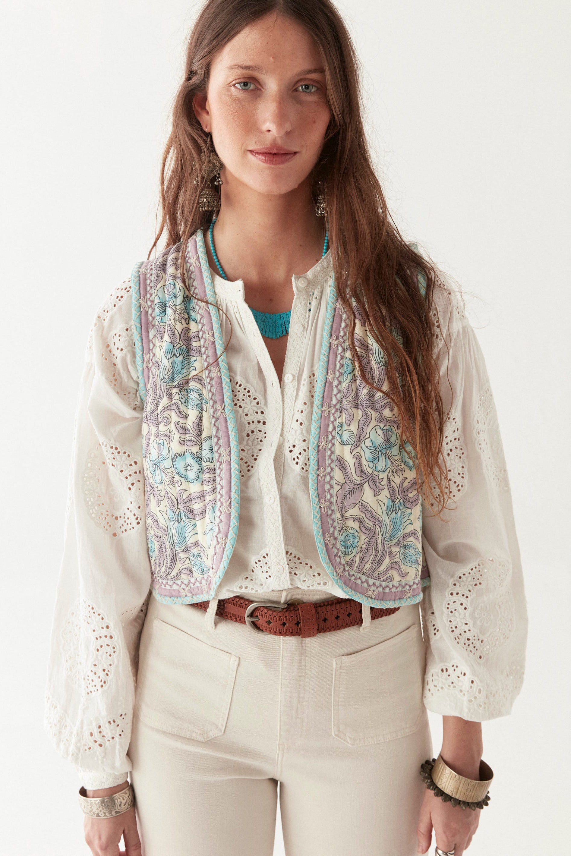 Purple Paradise Karina Vest - Hawaiian Blue