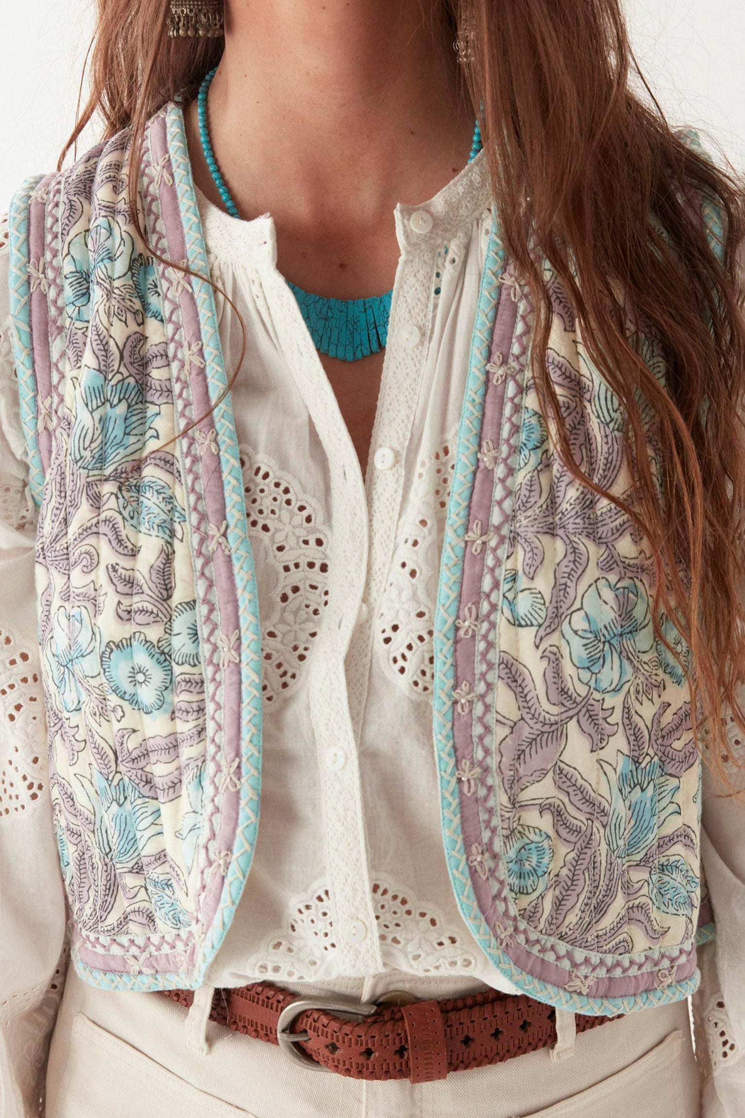 Purple Paradise Karina Vest - Hawaiian Blue