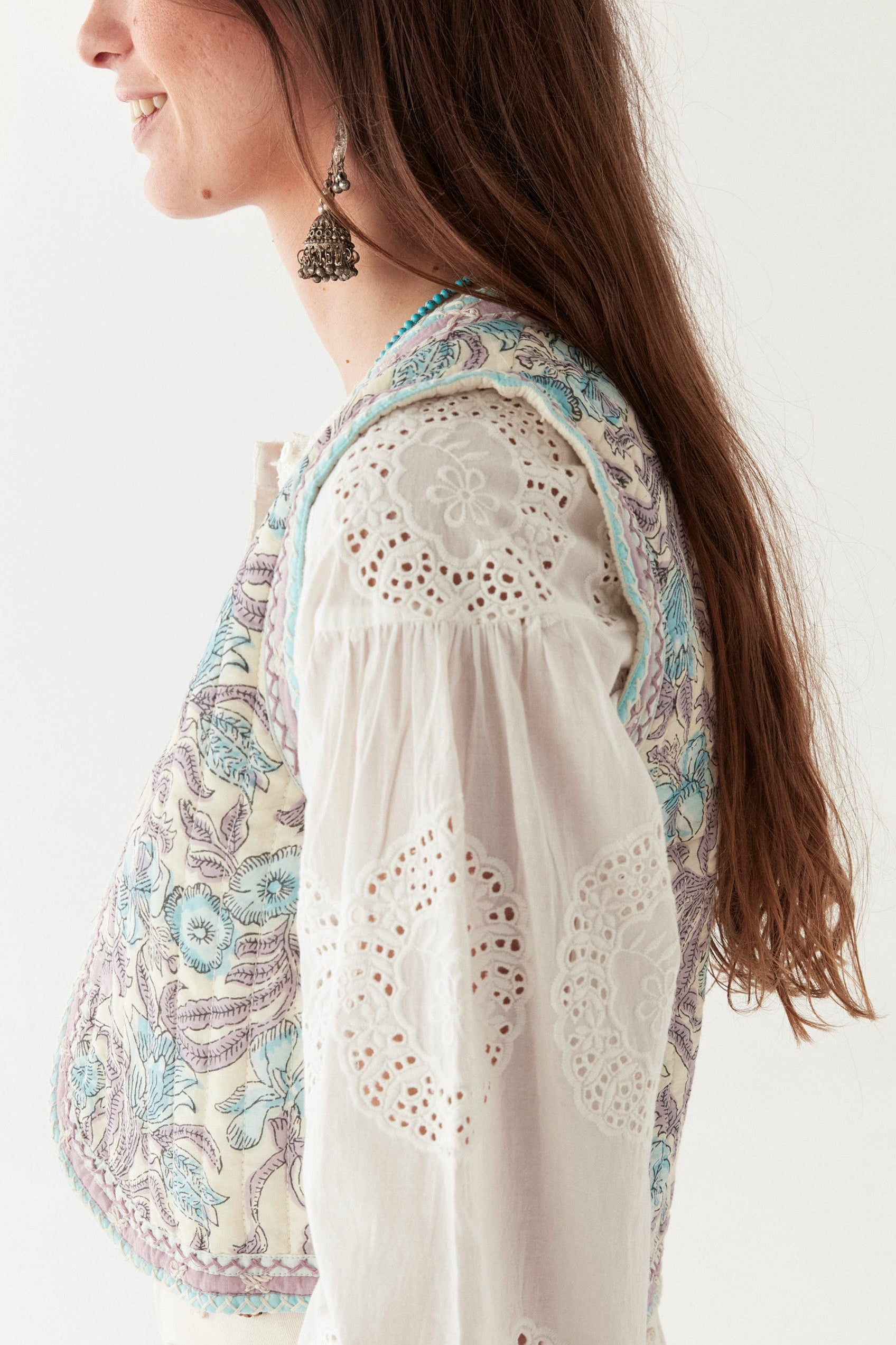 Purple Paradise Karina Vest - Hawaiian Blue