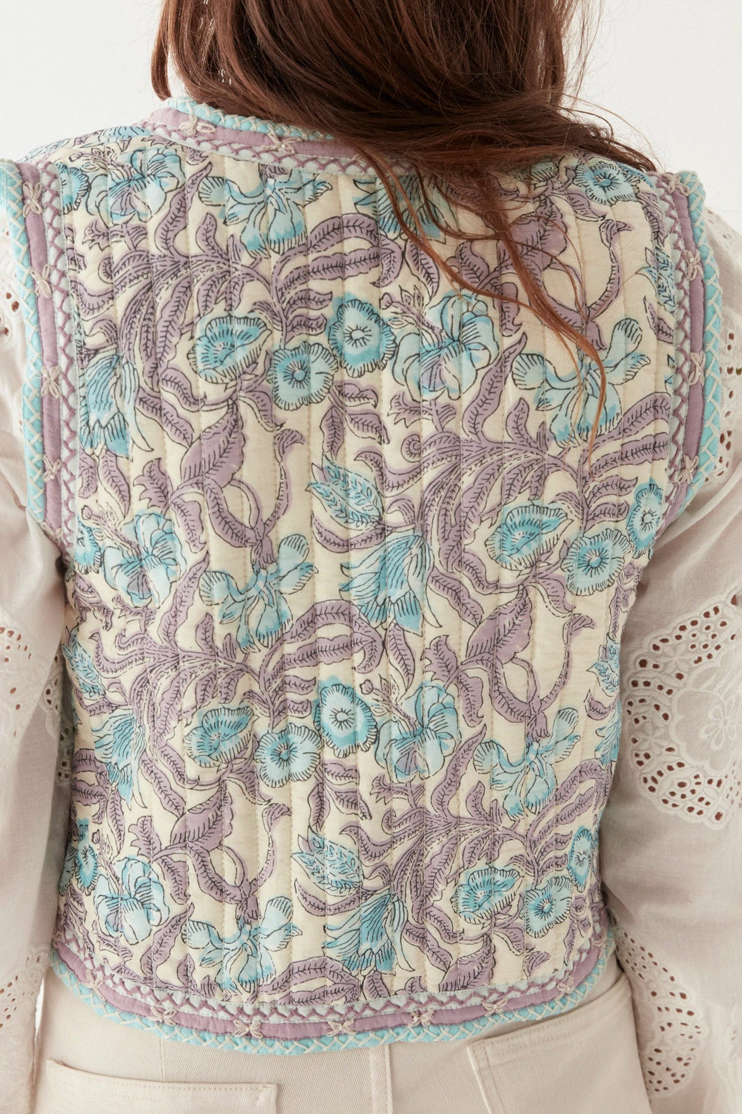 Purple Paradise Karina Vest - Hawaiian Blue