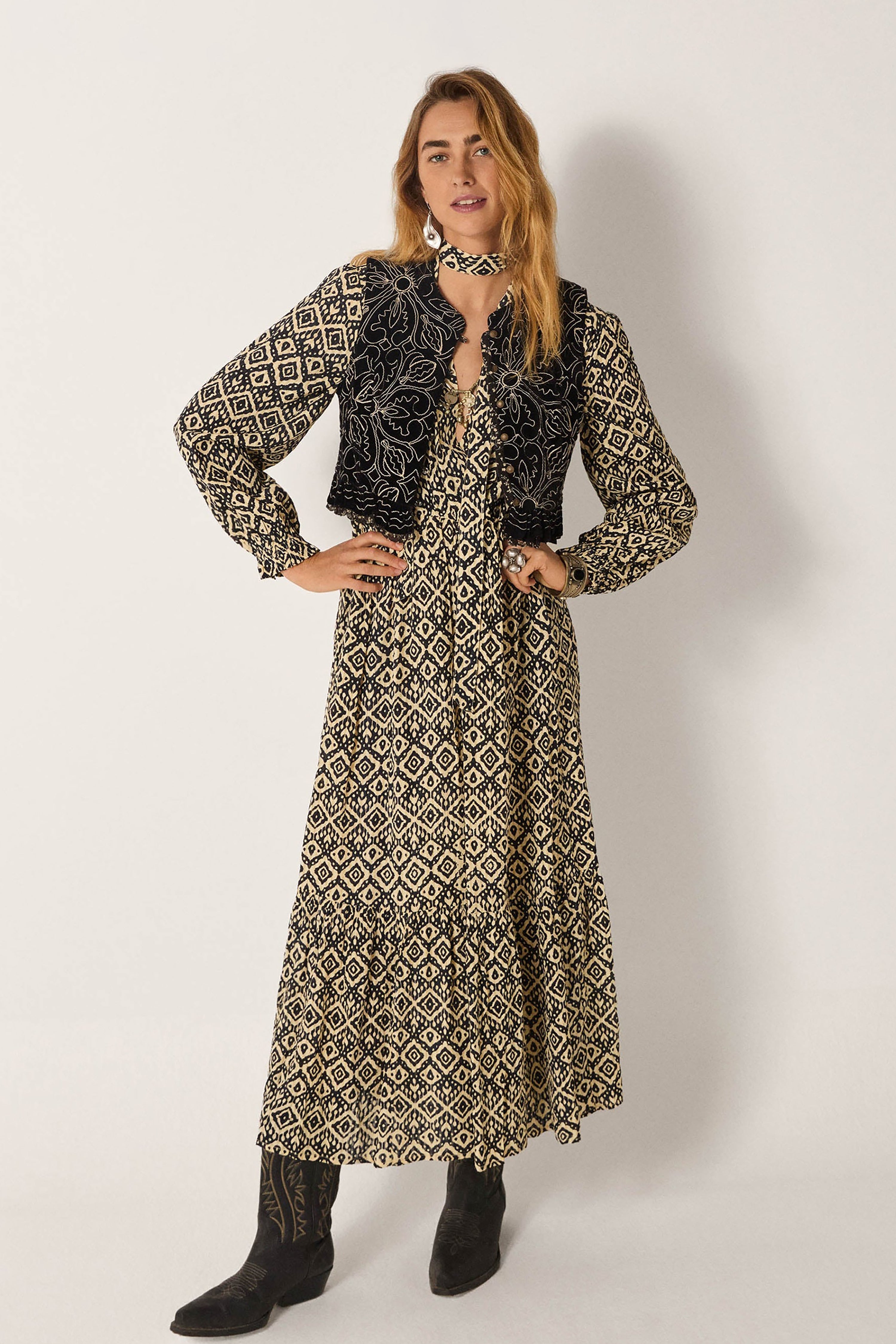 Ruby Tuesday Ikat Emma Dress - Vanilla Ice