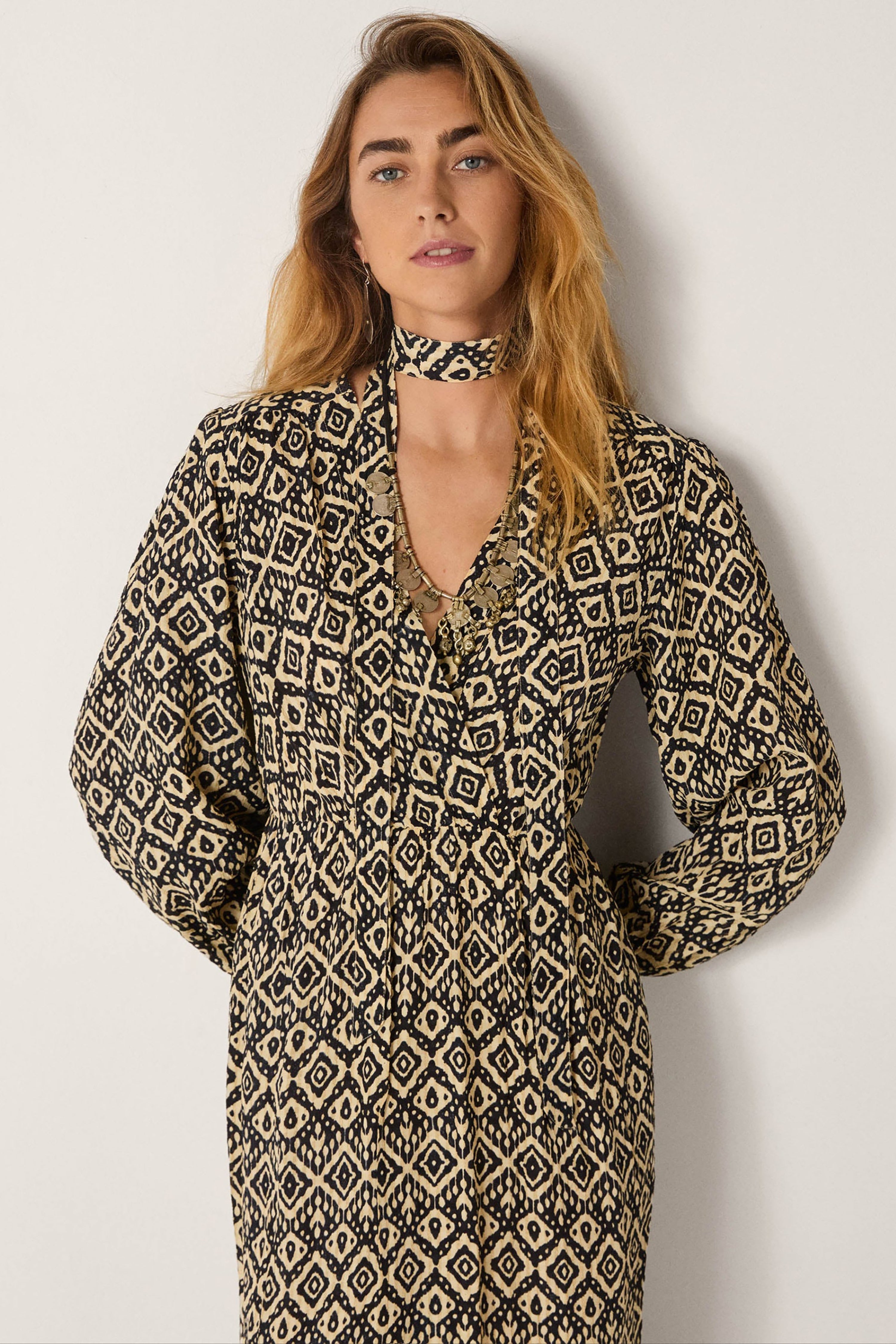 Ruby Tuesday Ikat Emma Dress - Vanilla Ice