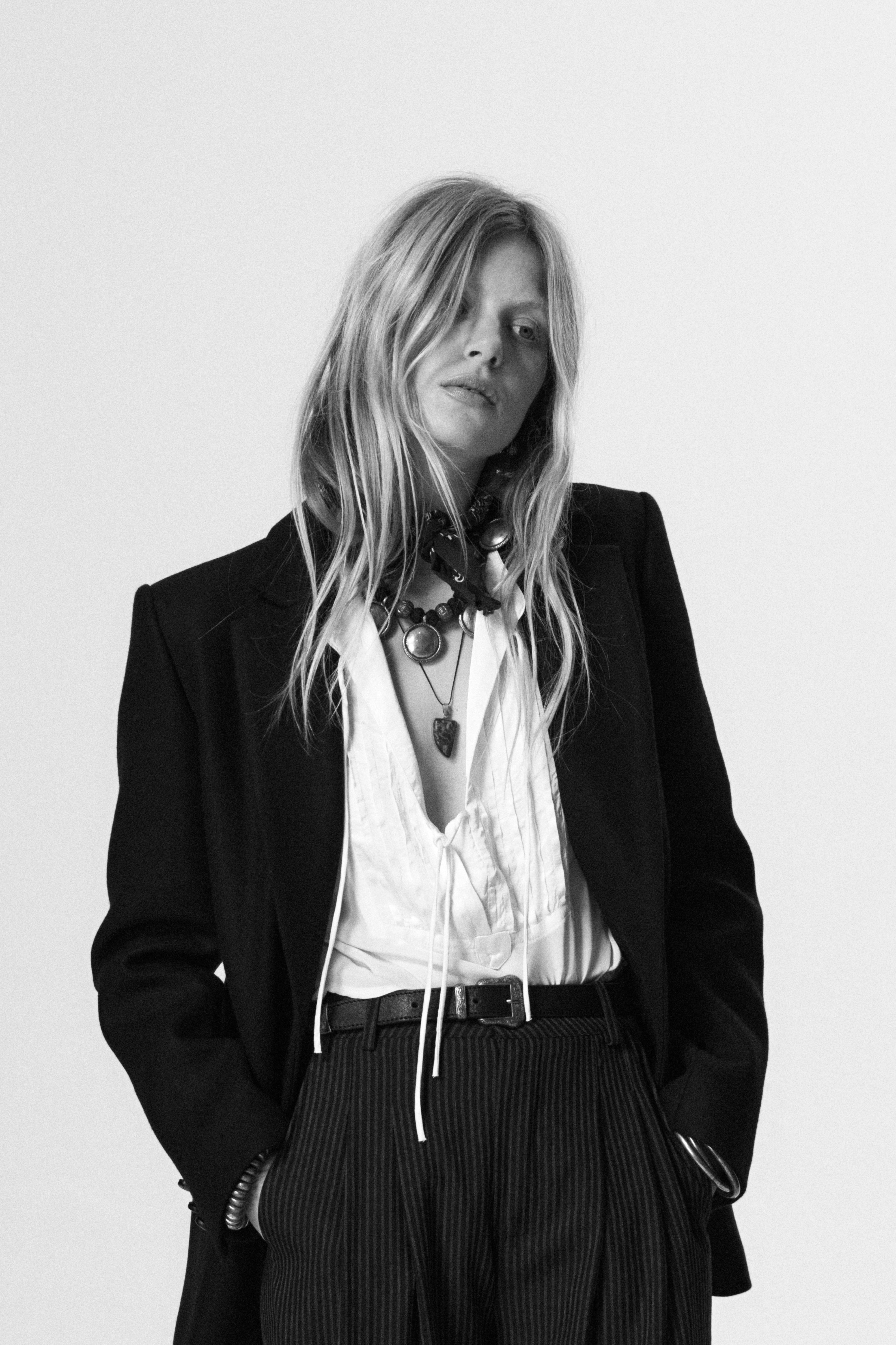 Tuxedo Giovanni Blouse - Pearl