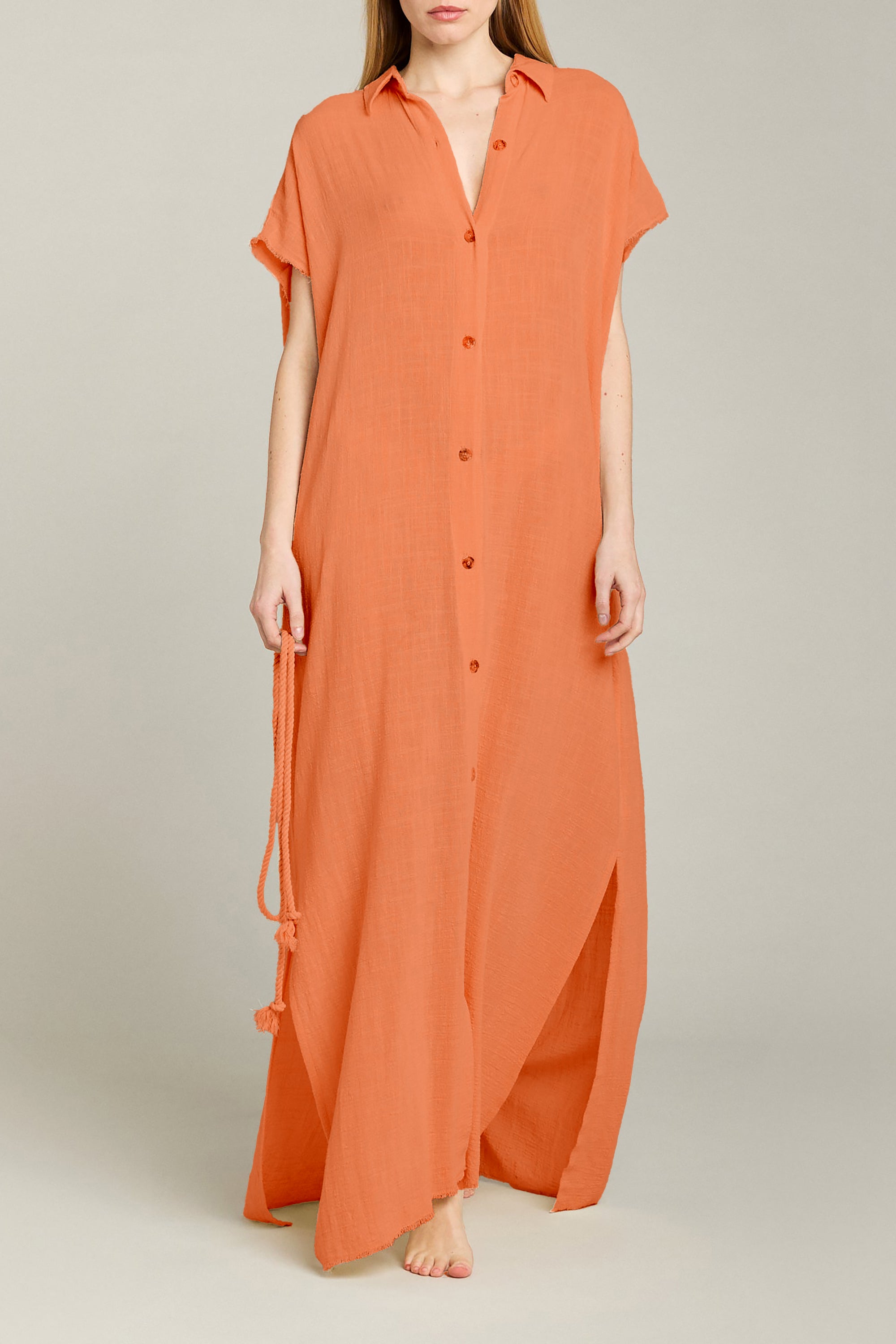 Mykonos Long Shirt Dress - Terracotta