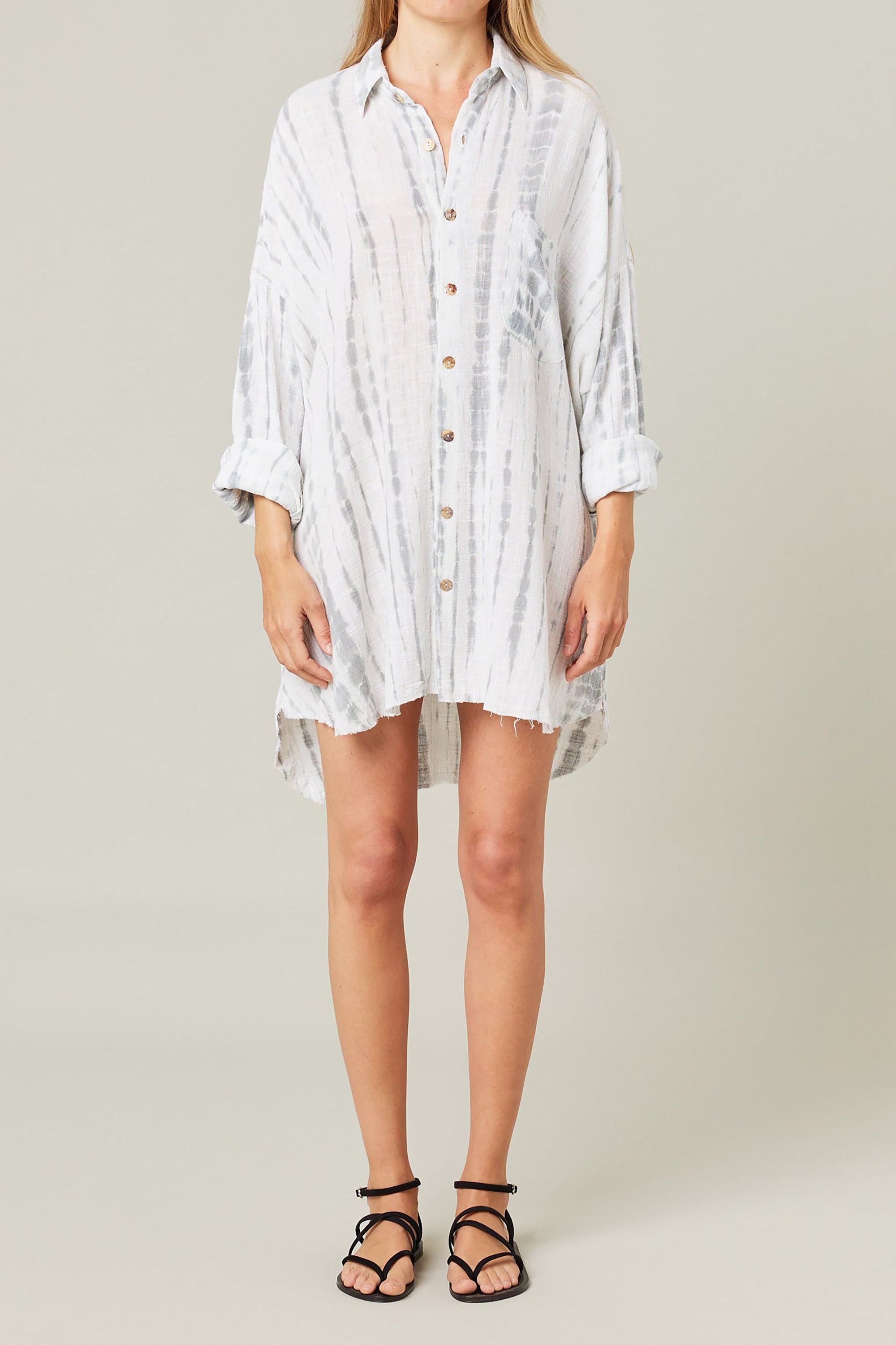 Mykonos Oversized Shirt Tie Dye Biarritz - Blue Grey