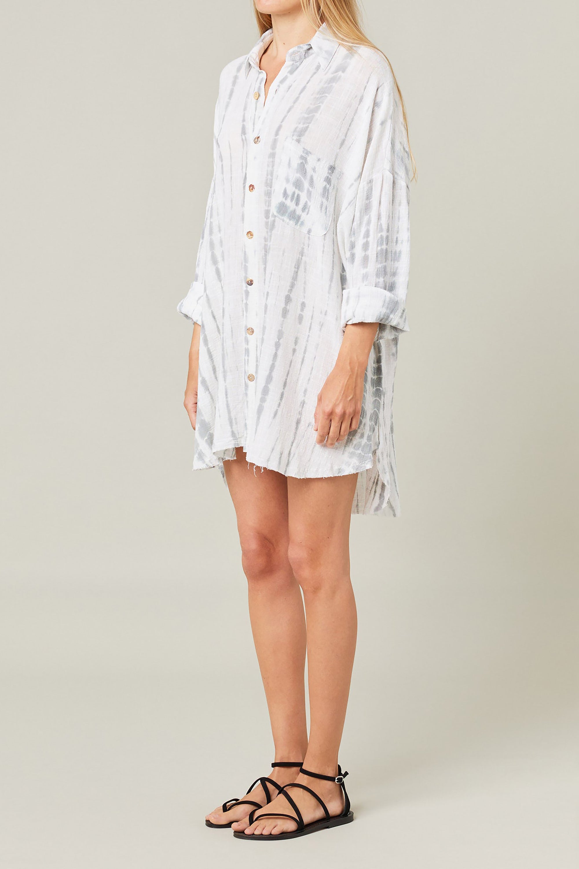 Mykonos Oversized Shirt Tie Dye Biarritz - Blue Grey