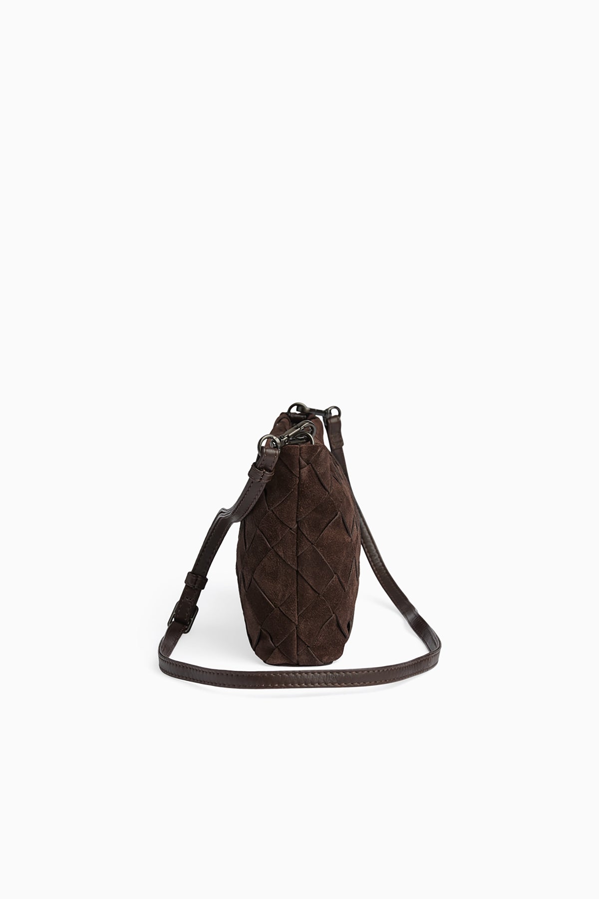 Celin Crossbody Bag - Suede Weave Dark Brown