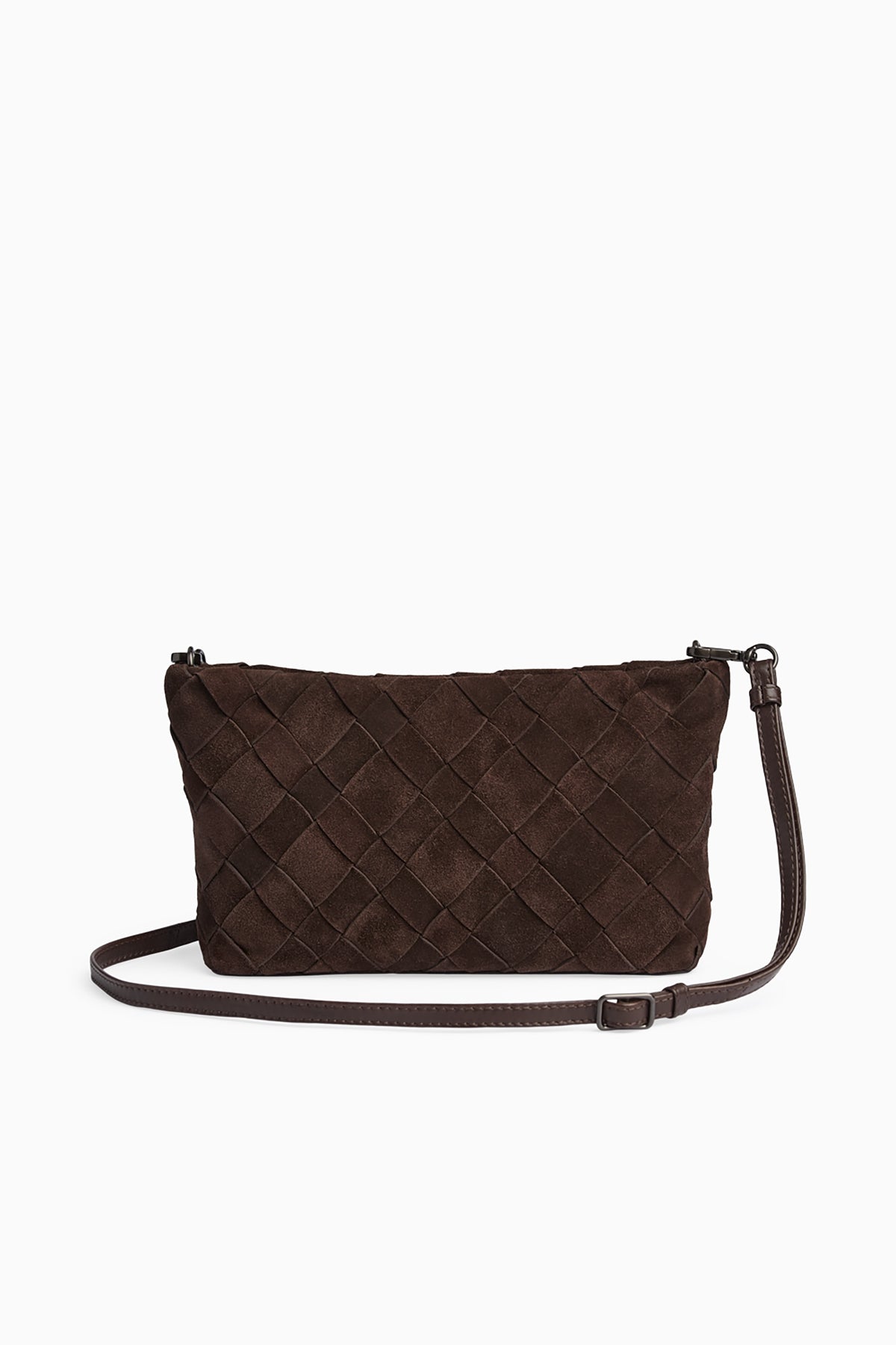 Celin Crossbody Bag - Suede Weave Dark Brown