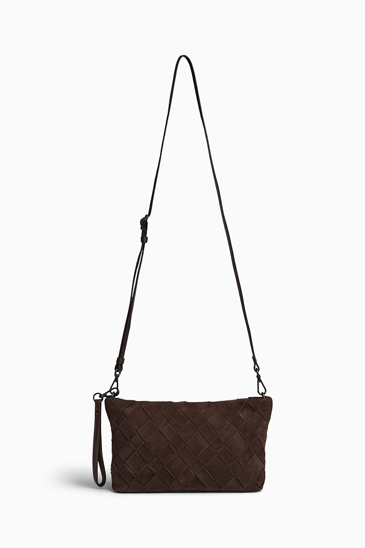 Celin Crossbody Bag - Suede Weave Dark Brown