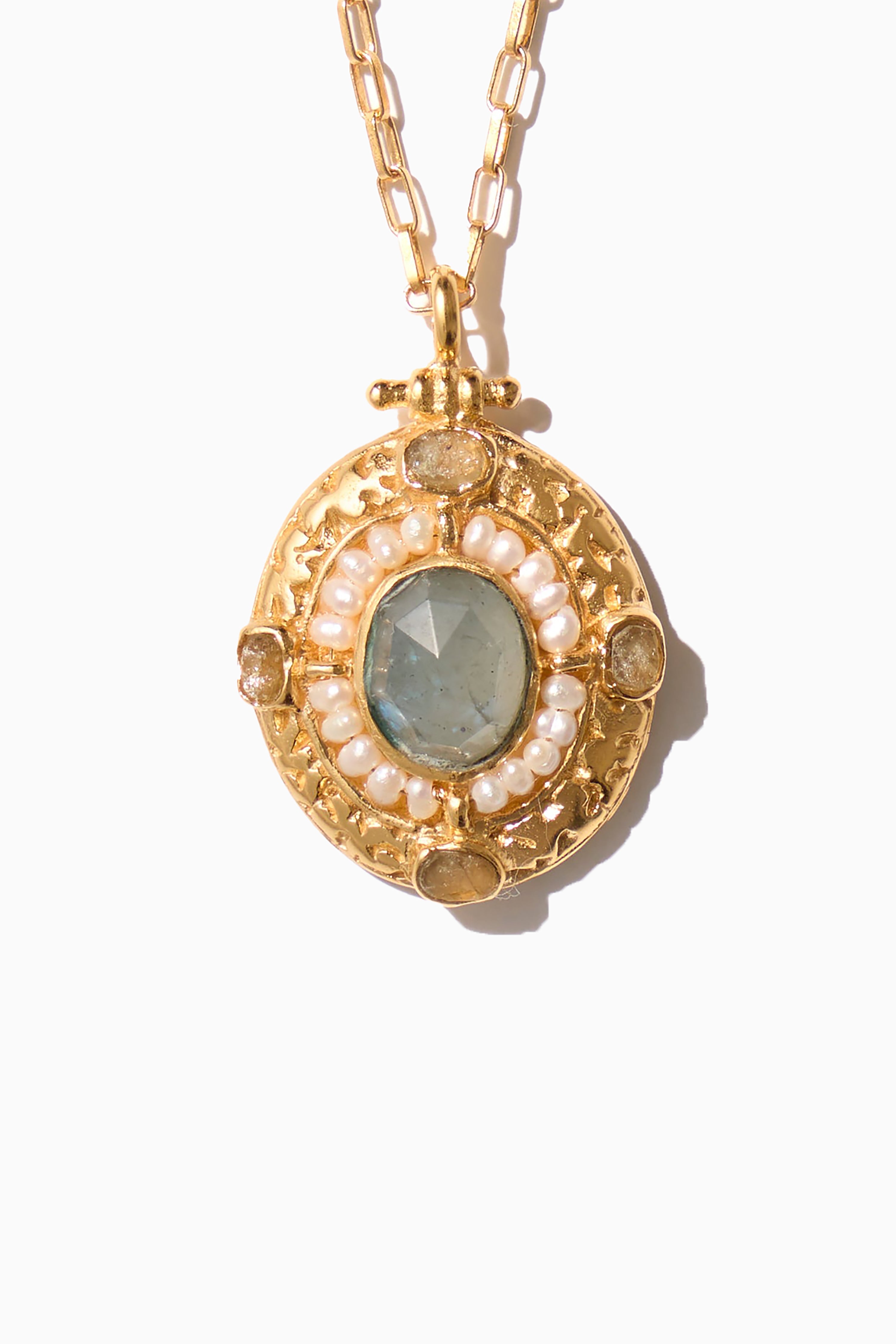 Deveraux Necklace - Gold with Labradorite