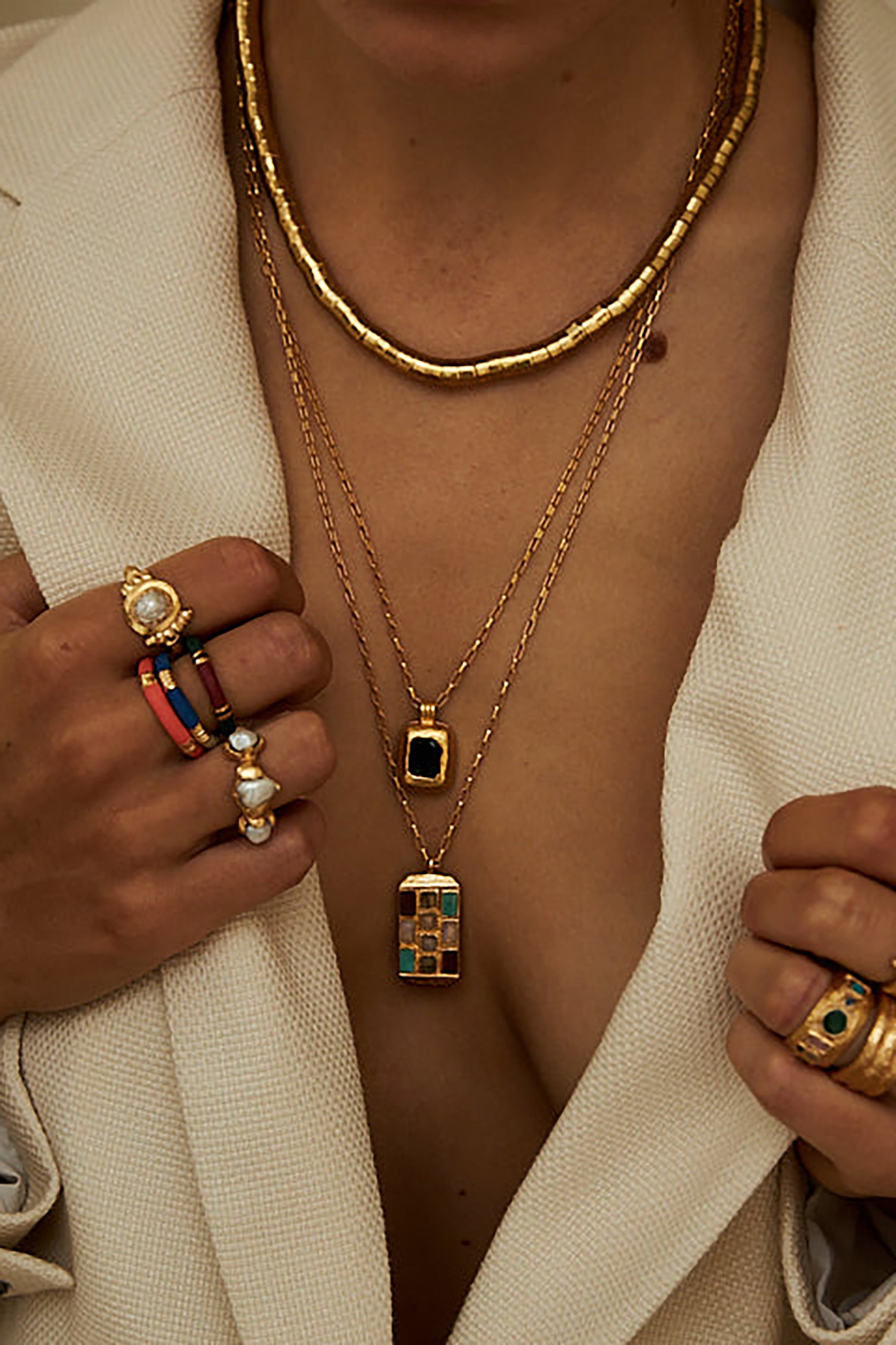 Paloma Necklace - Gold w/ Malachite