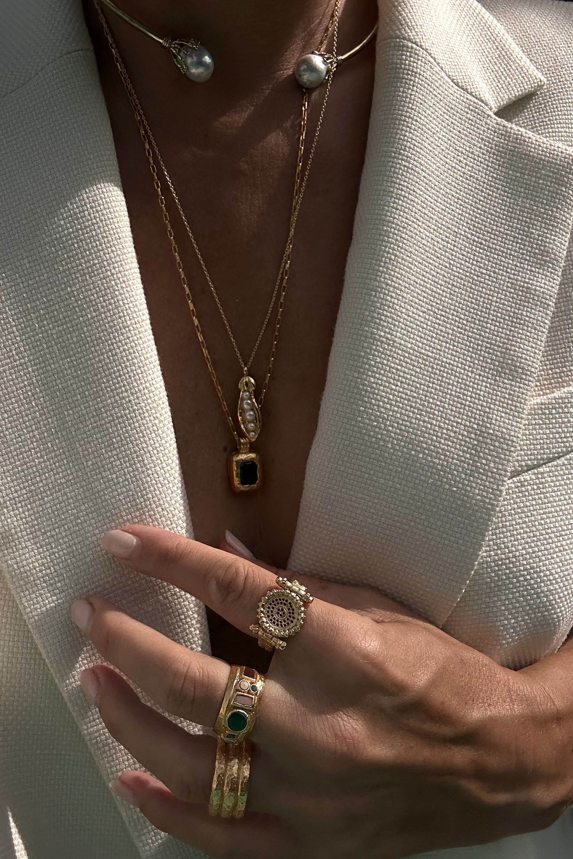 Paloma Necklace - Gold w/ Malachite