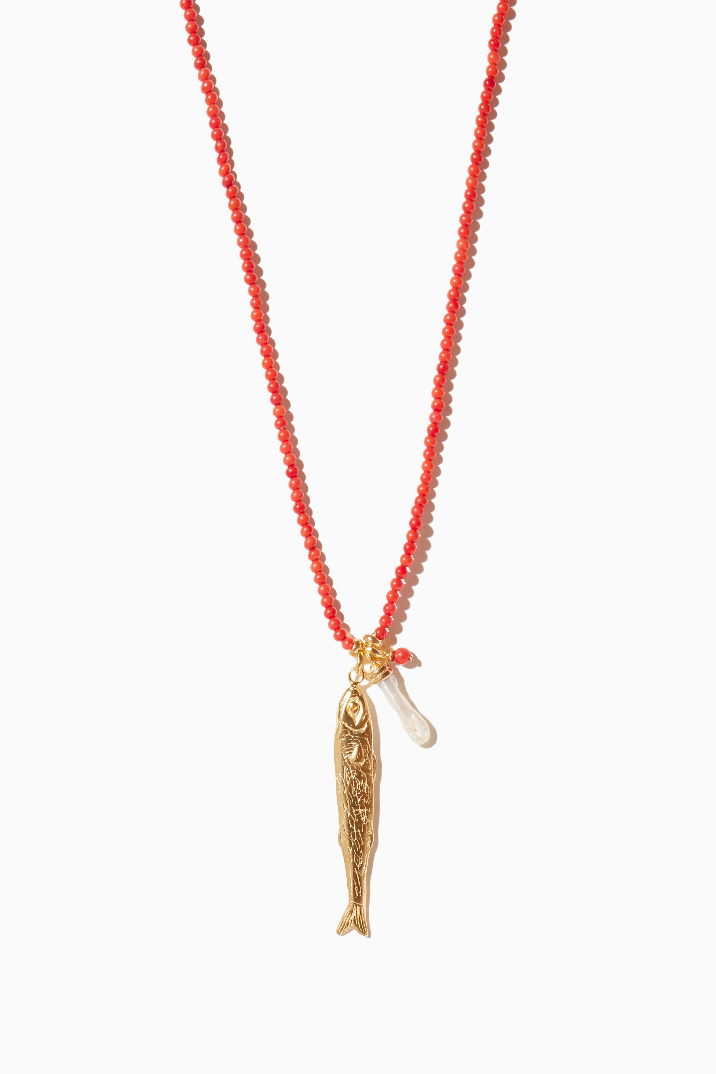 Polly Necklace - Red with Gold