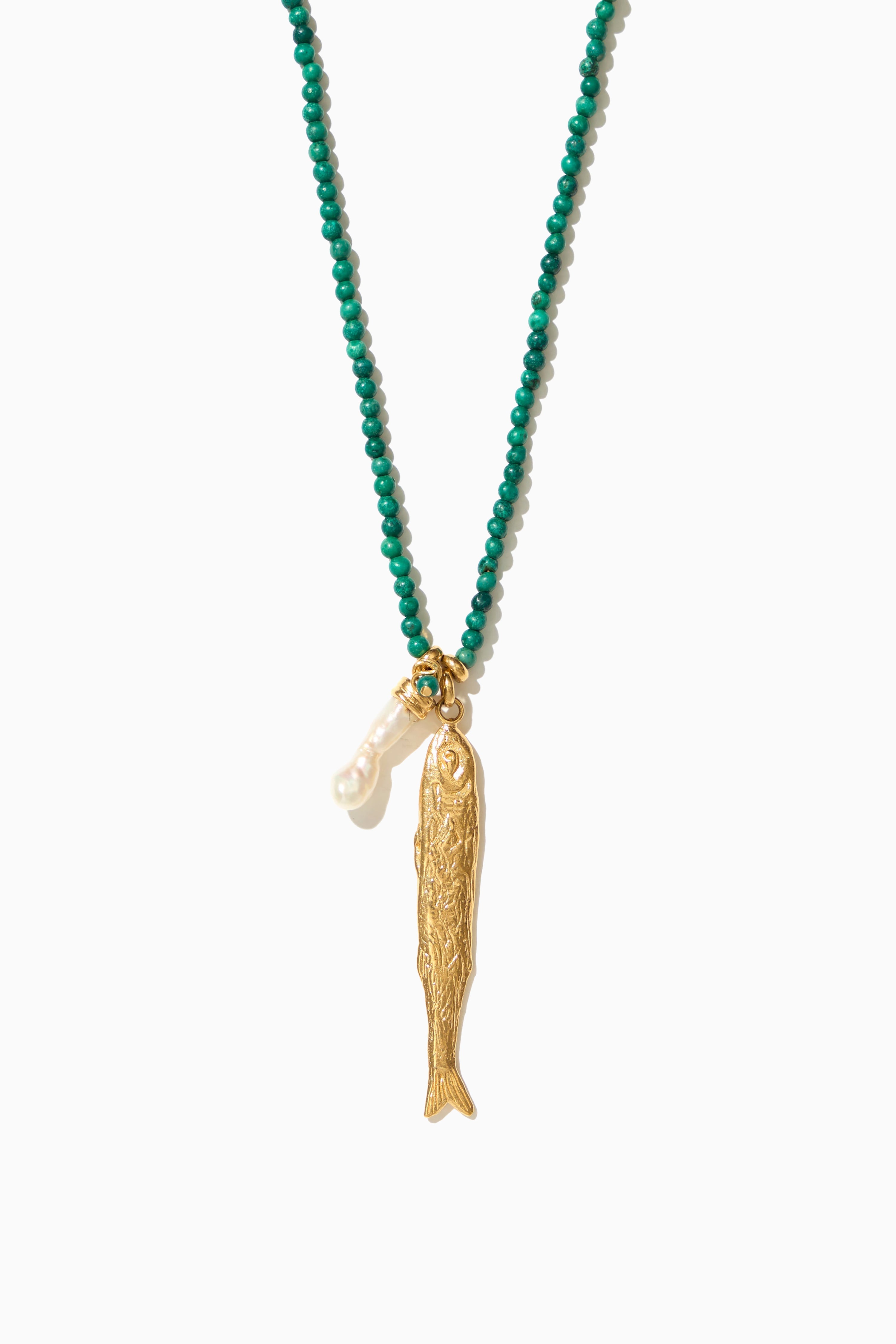 Polly Necklace - Turquoise Blue with Gold