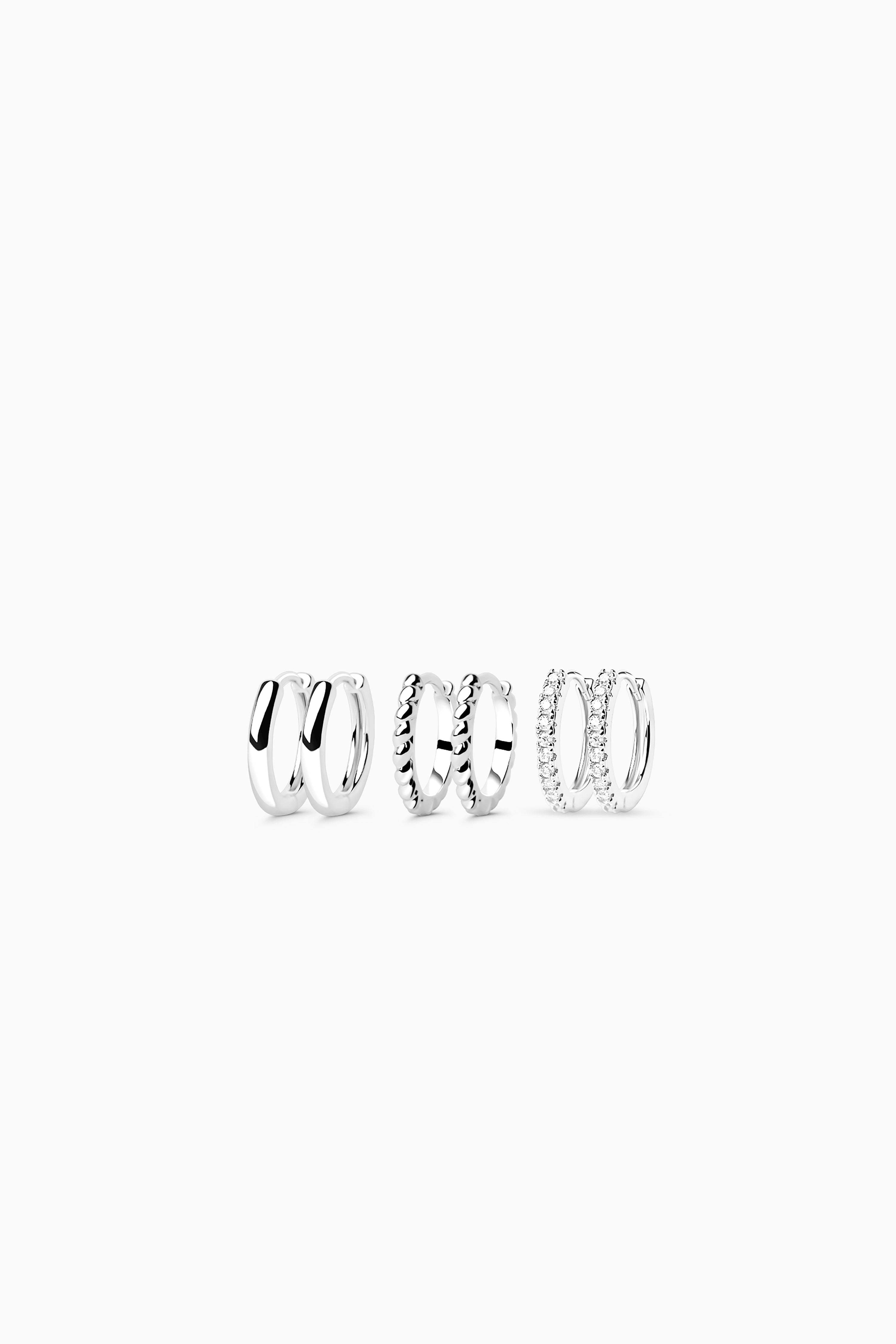 3-Pack Mini Huggie Hoops - Silver