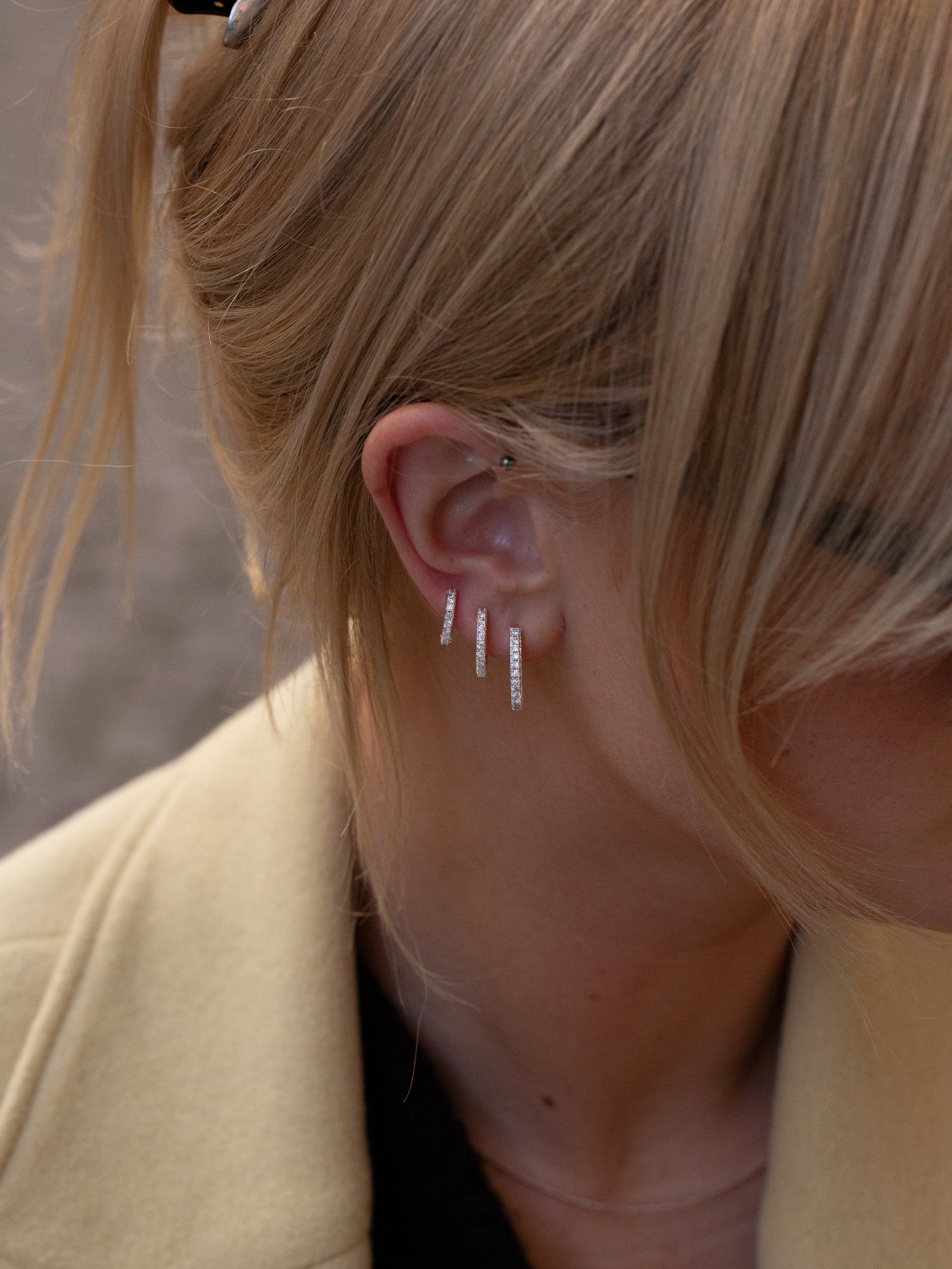 3-Pack Zirconia Hoops - Silver