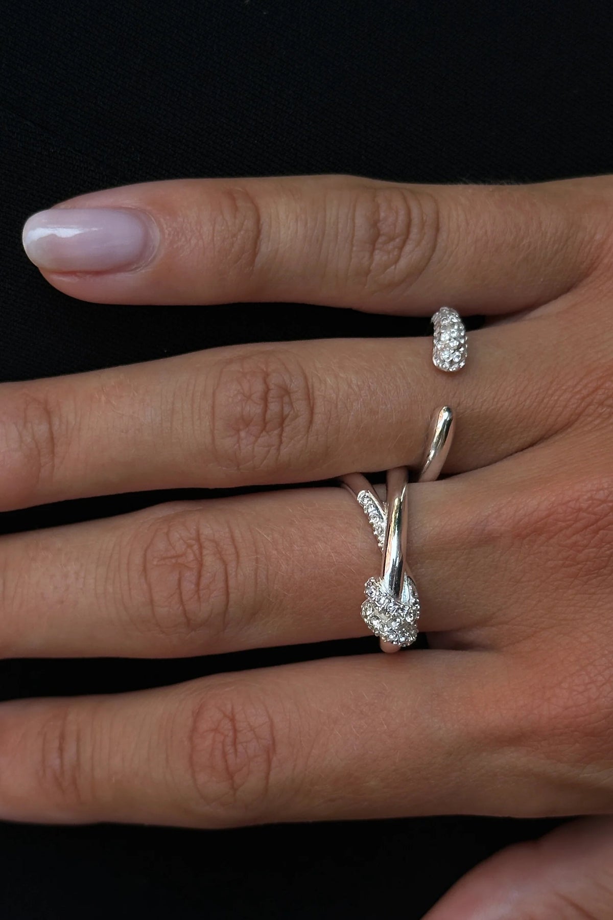 Adjustable Pavé Ring - Silver