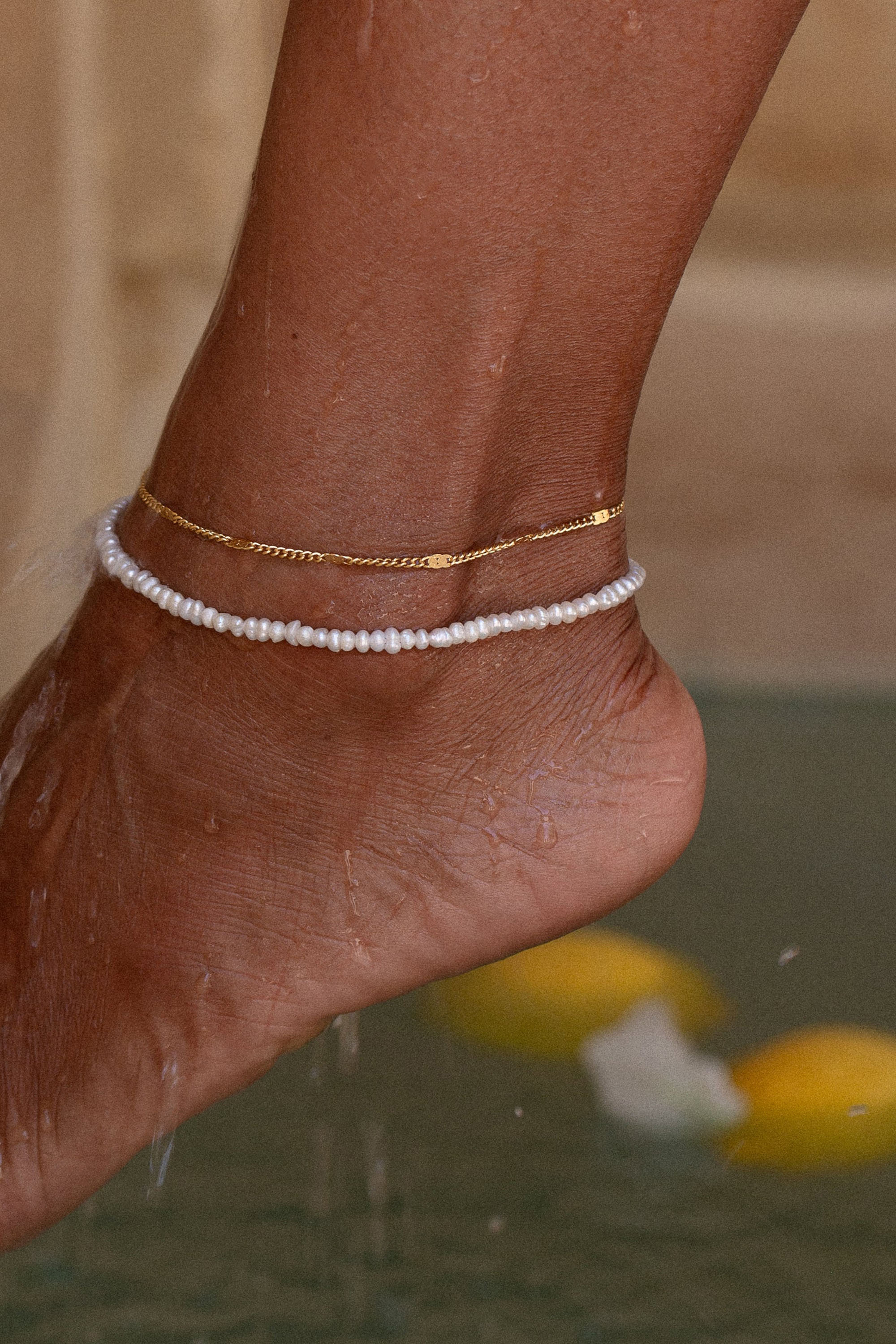 Freshwater Pearl Anklet - Gold
