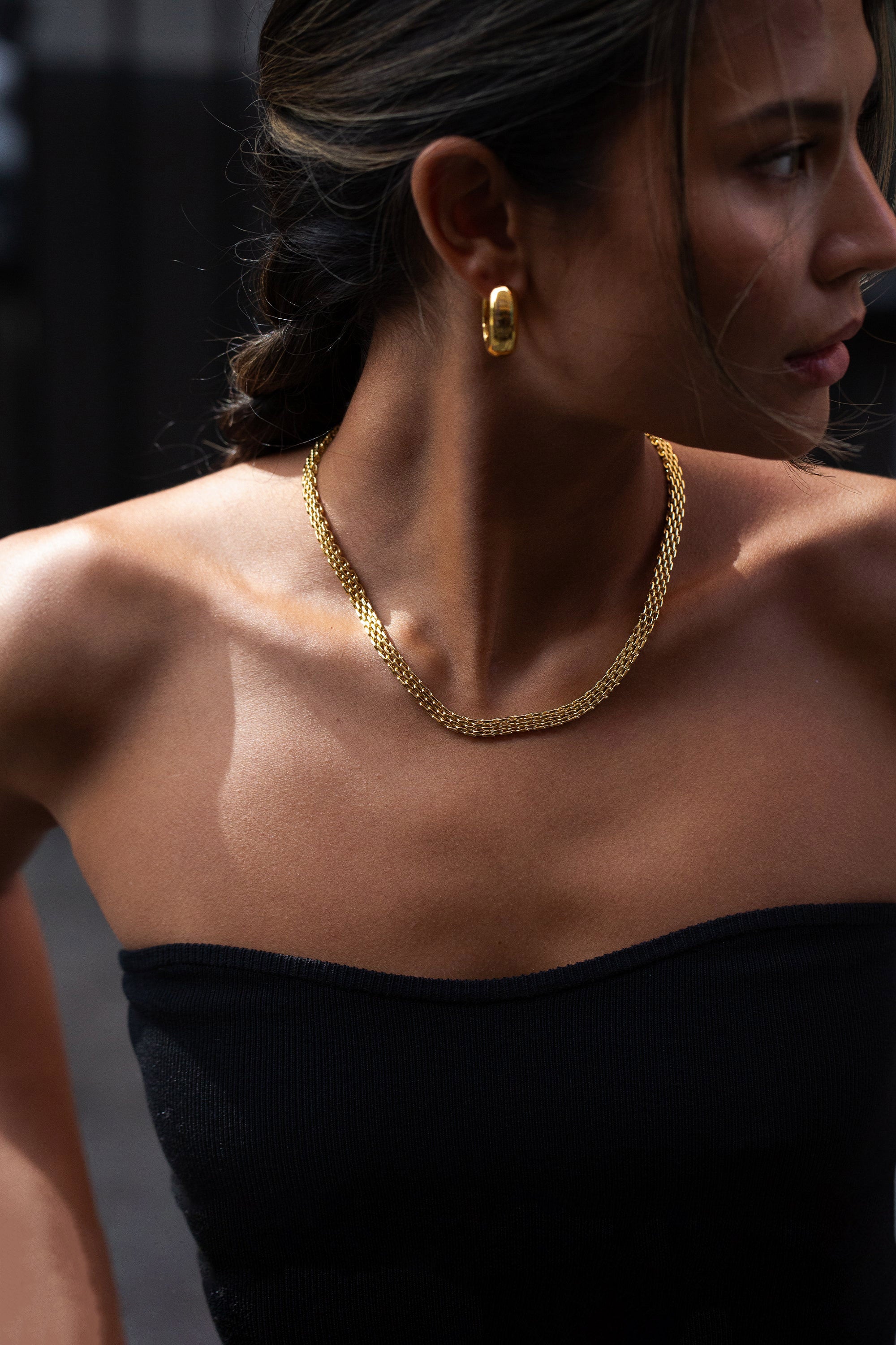 Mesh Link Necklace - Gold