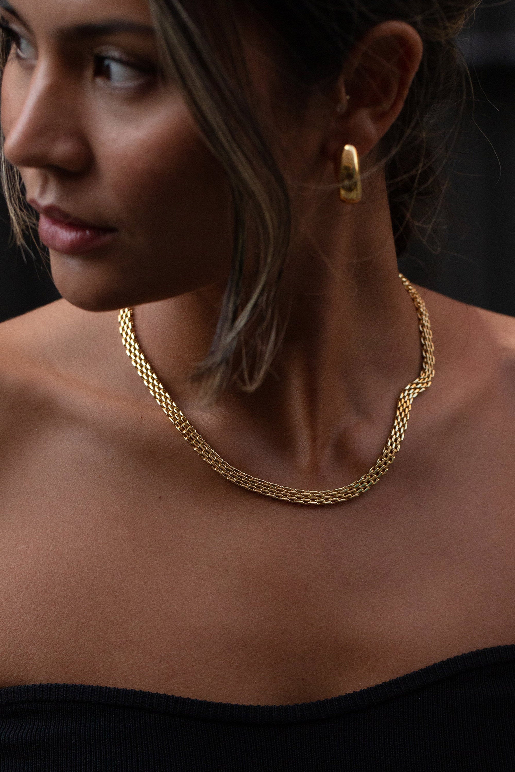 Mesh Link Necklace - Gold