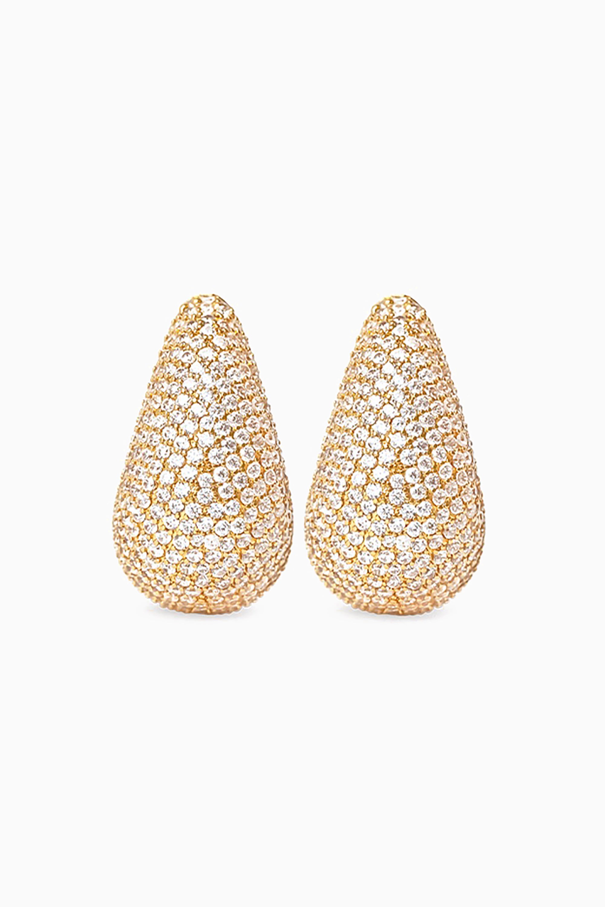 Mini Pavé Drop Earrings - Gold