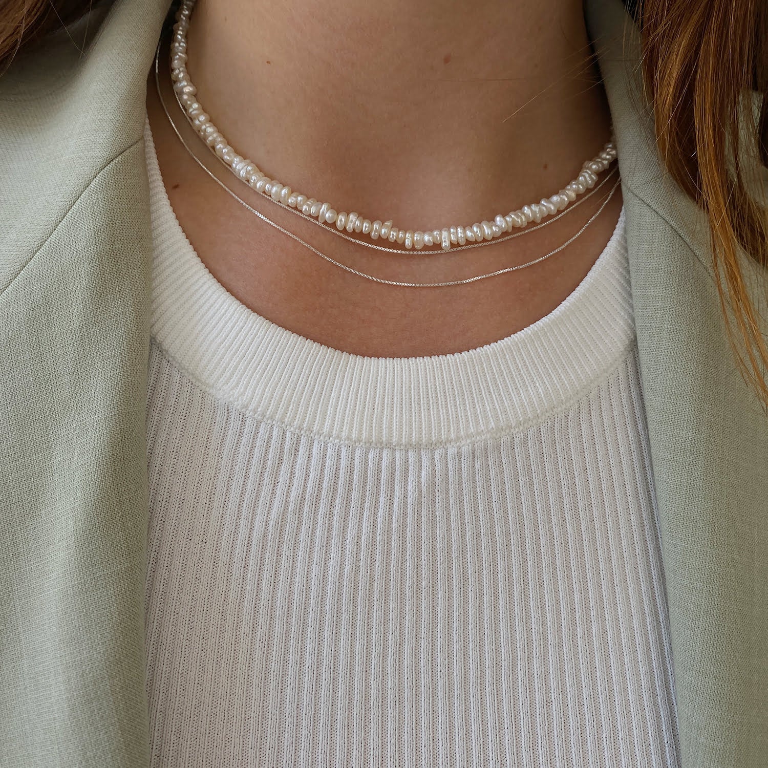Minimalistic Box Chain Necklace - Silver