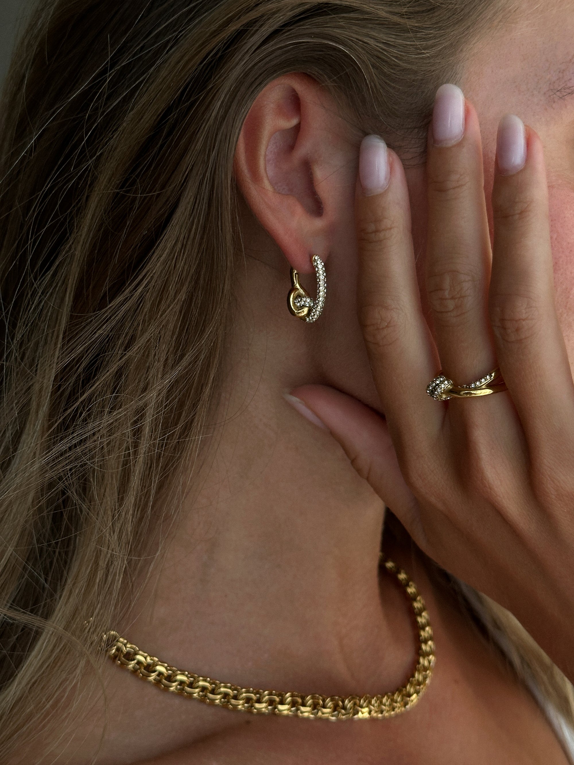 Pavé Knot Earrings - Gold