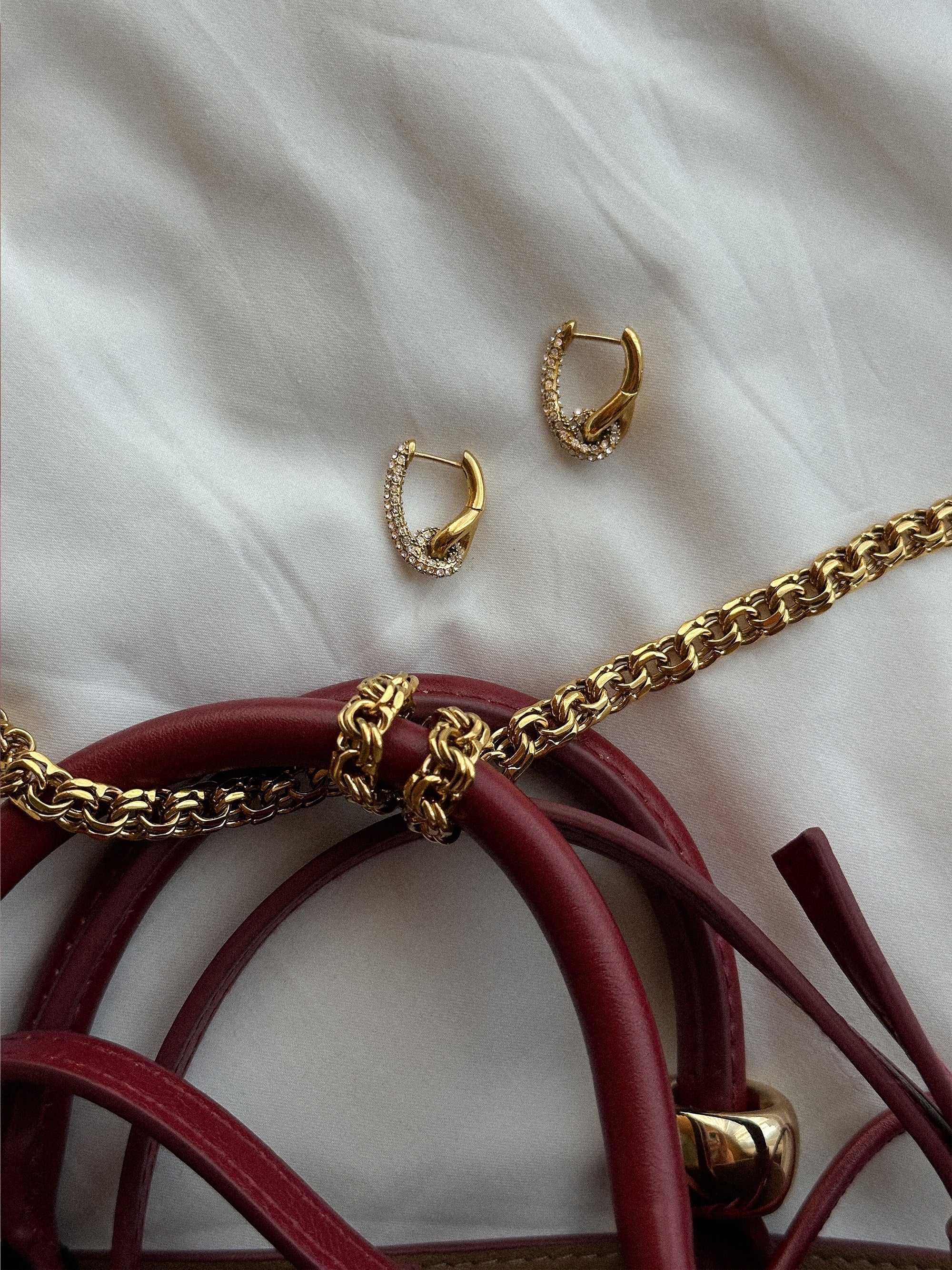 Pavé Knot Earrings - Gold