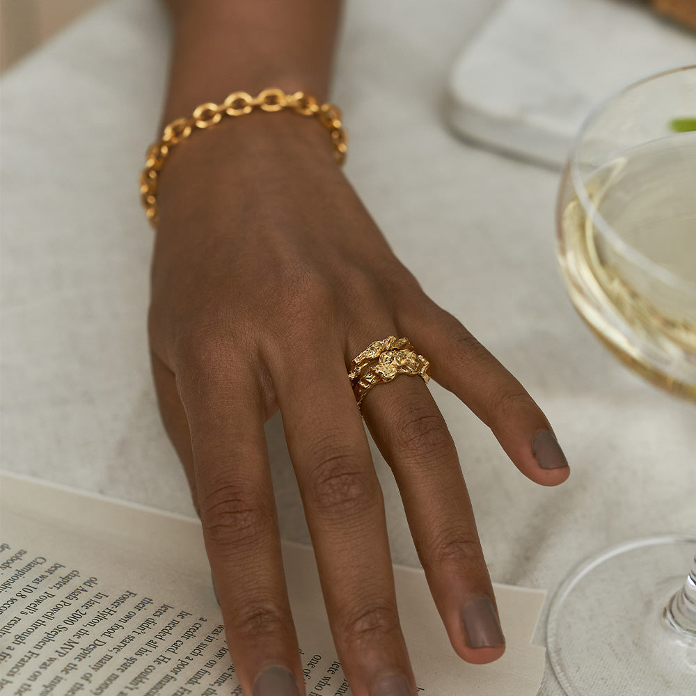 Structured Thin Ring - Gold